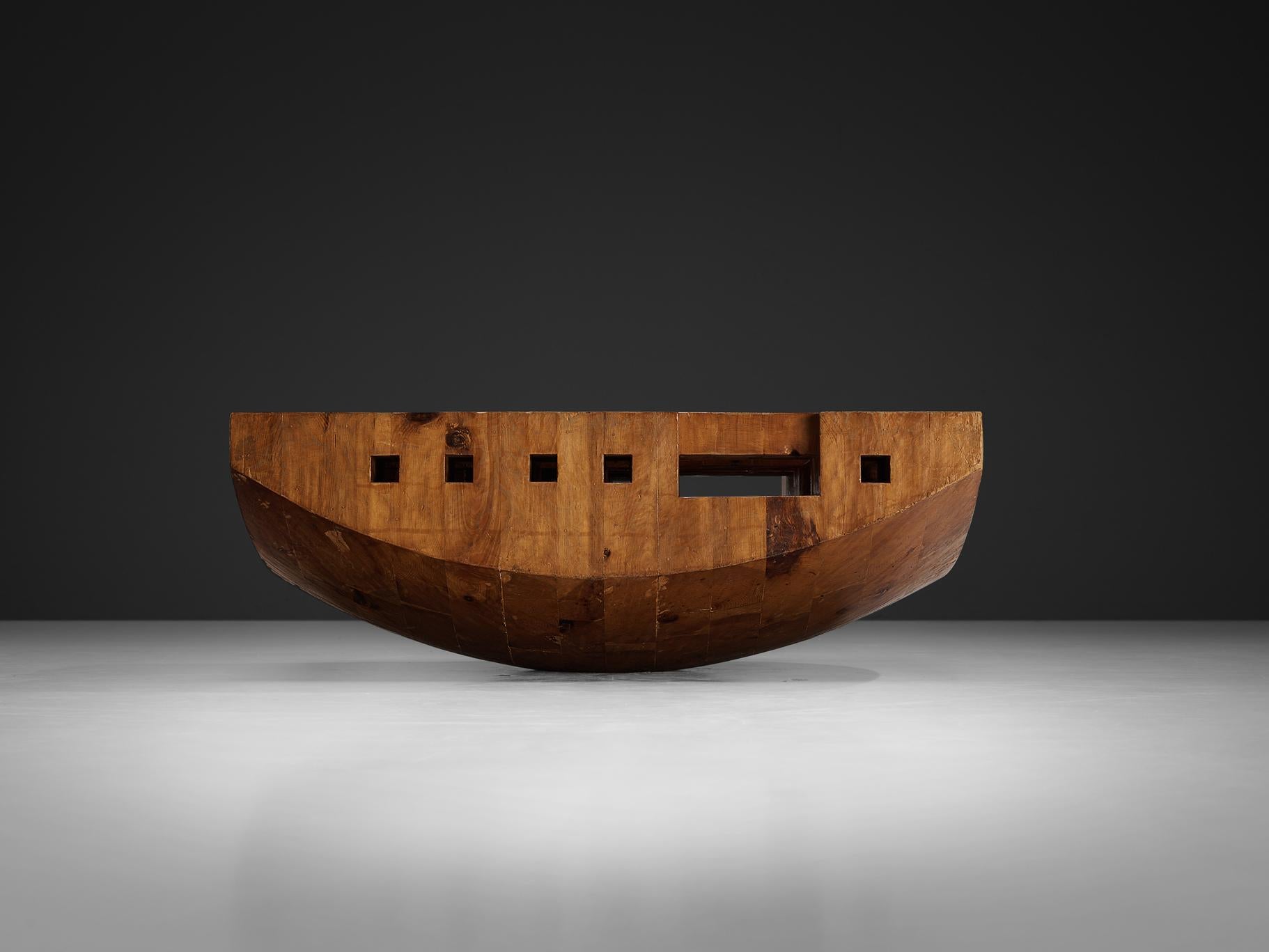 Italian Giuseppe Rivadossi 'Bloco Galla' Coffee Table in Pine For Sale