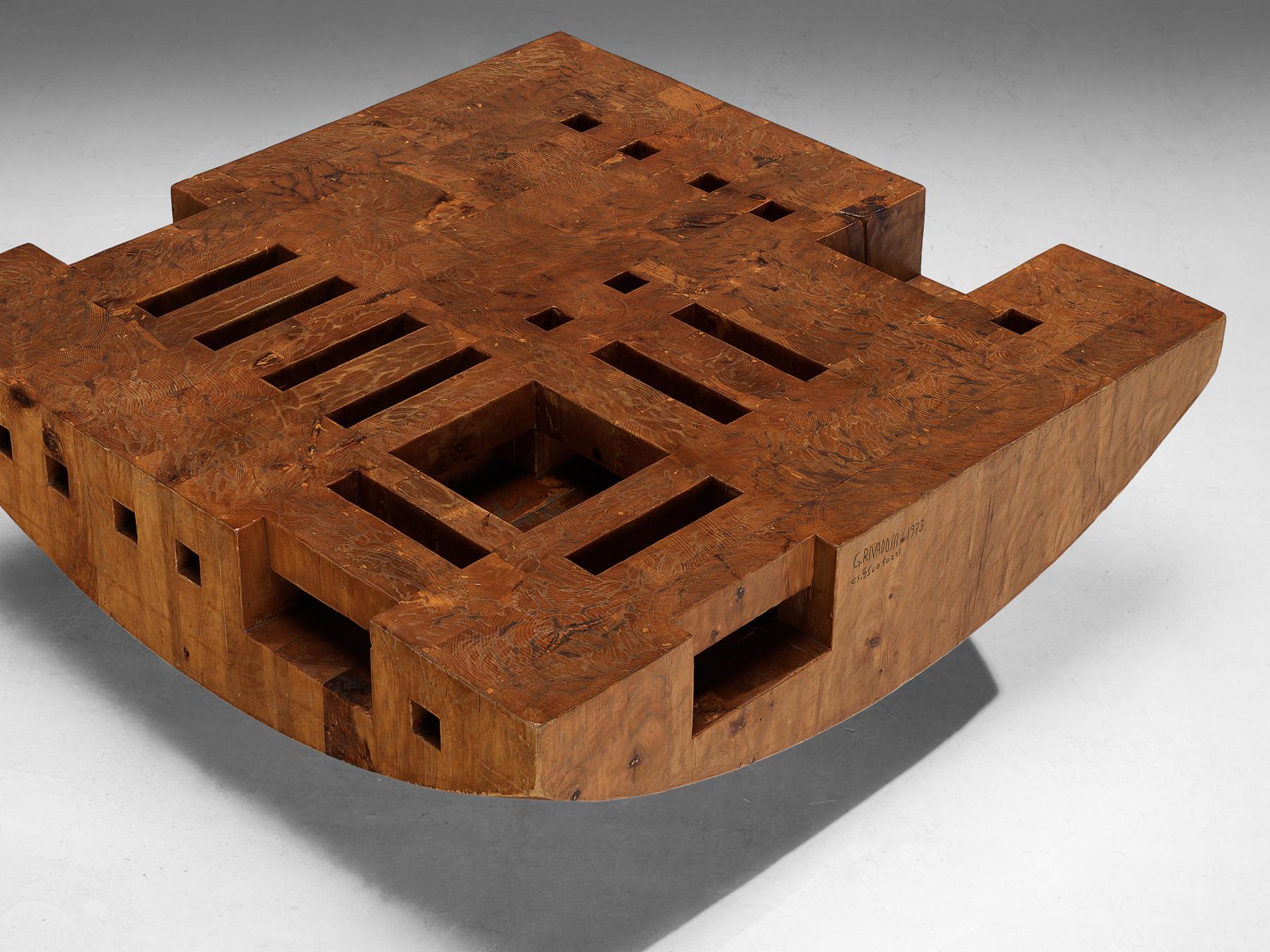 Late 20th Century Giuseppe Rivadossi 'Bloco Galla' Coffee Table in Pine For Sale