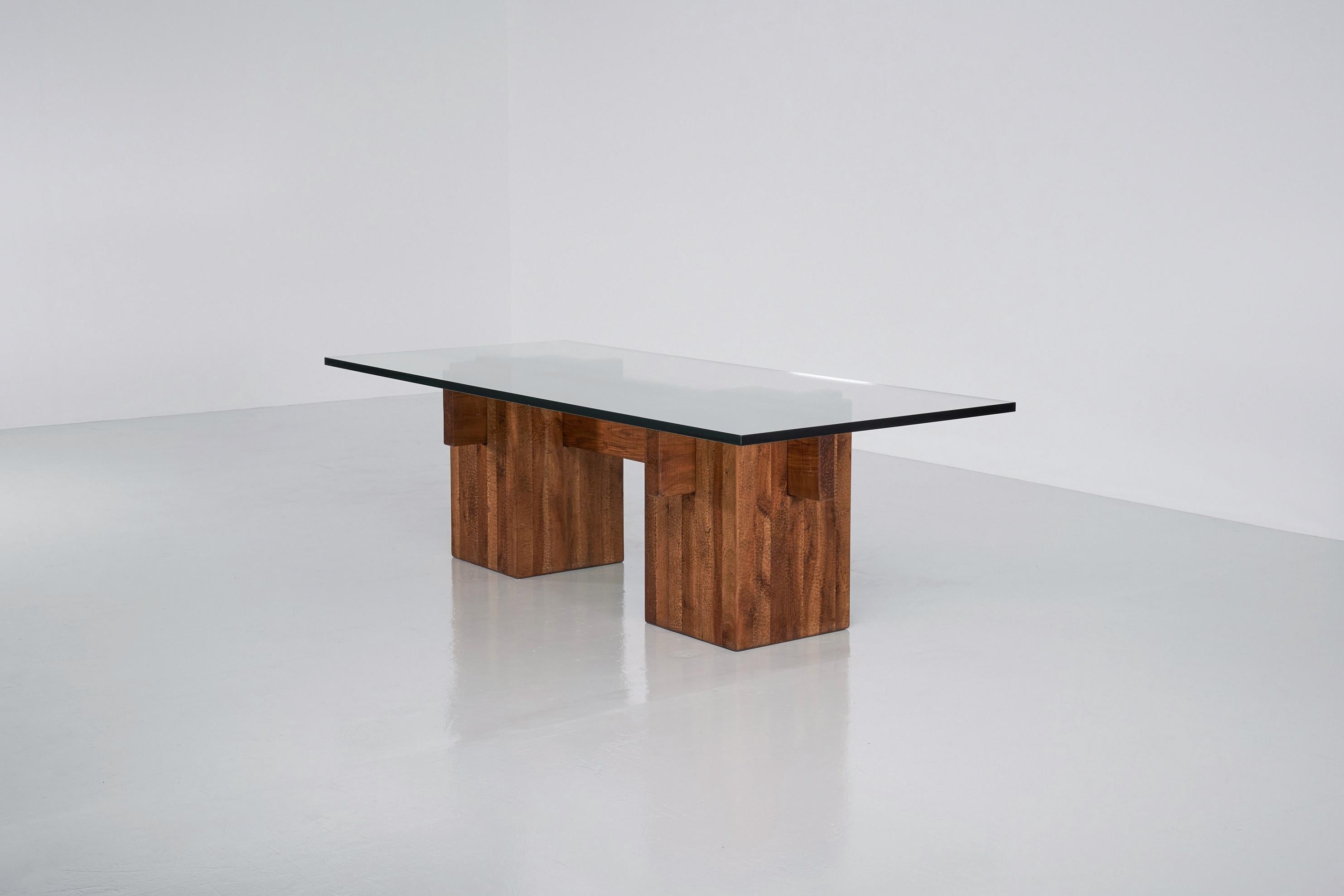 Mid-Century Modern Giuseppe Rivadossi Brutalist Dining Table, Italy, 1979