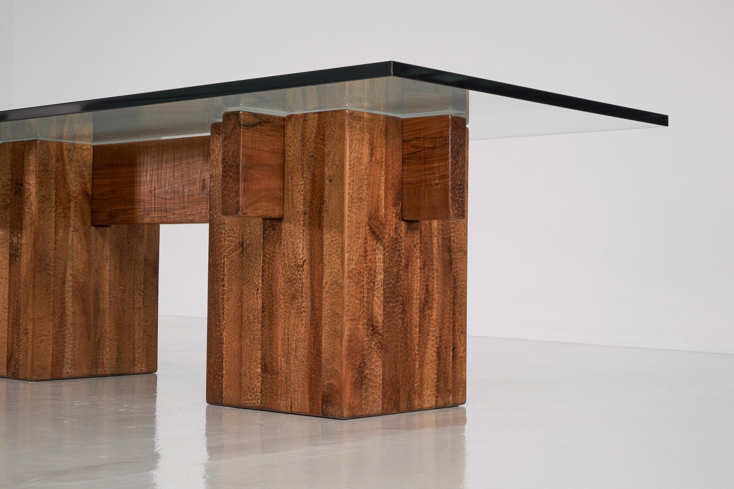 Late 20th Century Giuseppe Rivadossi Brutalist Dining Table, Italy, 1979