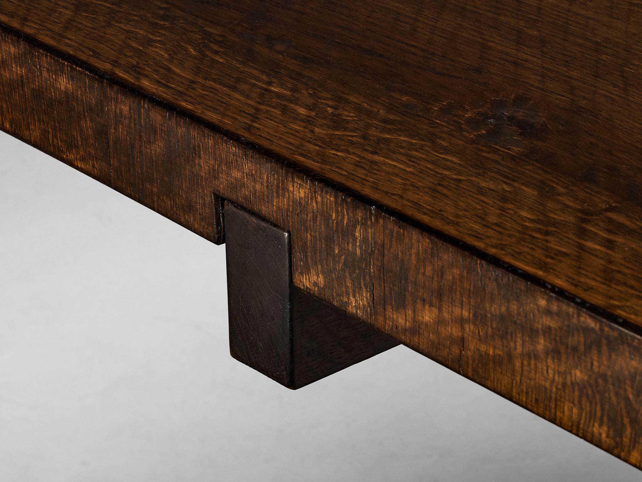 Giuseppe Rivadossi Dining Table in Oak with Cross Shaped Double Base For Sale 3