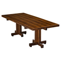 Giuseppe Rivadossi Dining Table in Oak with Cross Shaped Double Base
