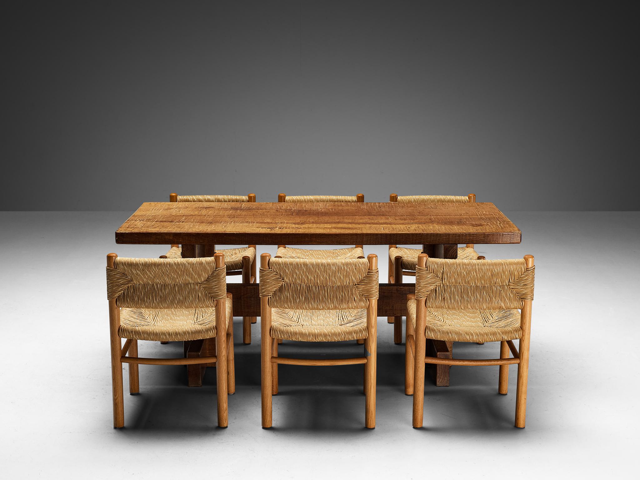Giuseppe Rivadossi Dining Table with Set of Six French Dining Chairs  In Good Condition For Sale In Waalwijk, NL