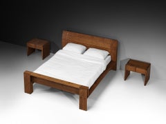 Letto matrimoniale Giuseppe Rivadossi con comodini coordinati in Oak, 140 cm/55 pollici