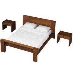 Letto matrimoniale Giuseppe Rivadossi con comodini coordinati in Oak, 140 cm/55 pollici