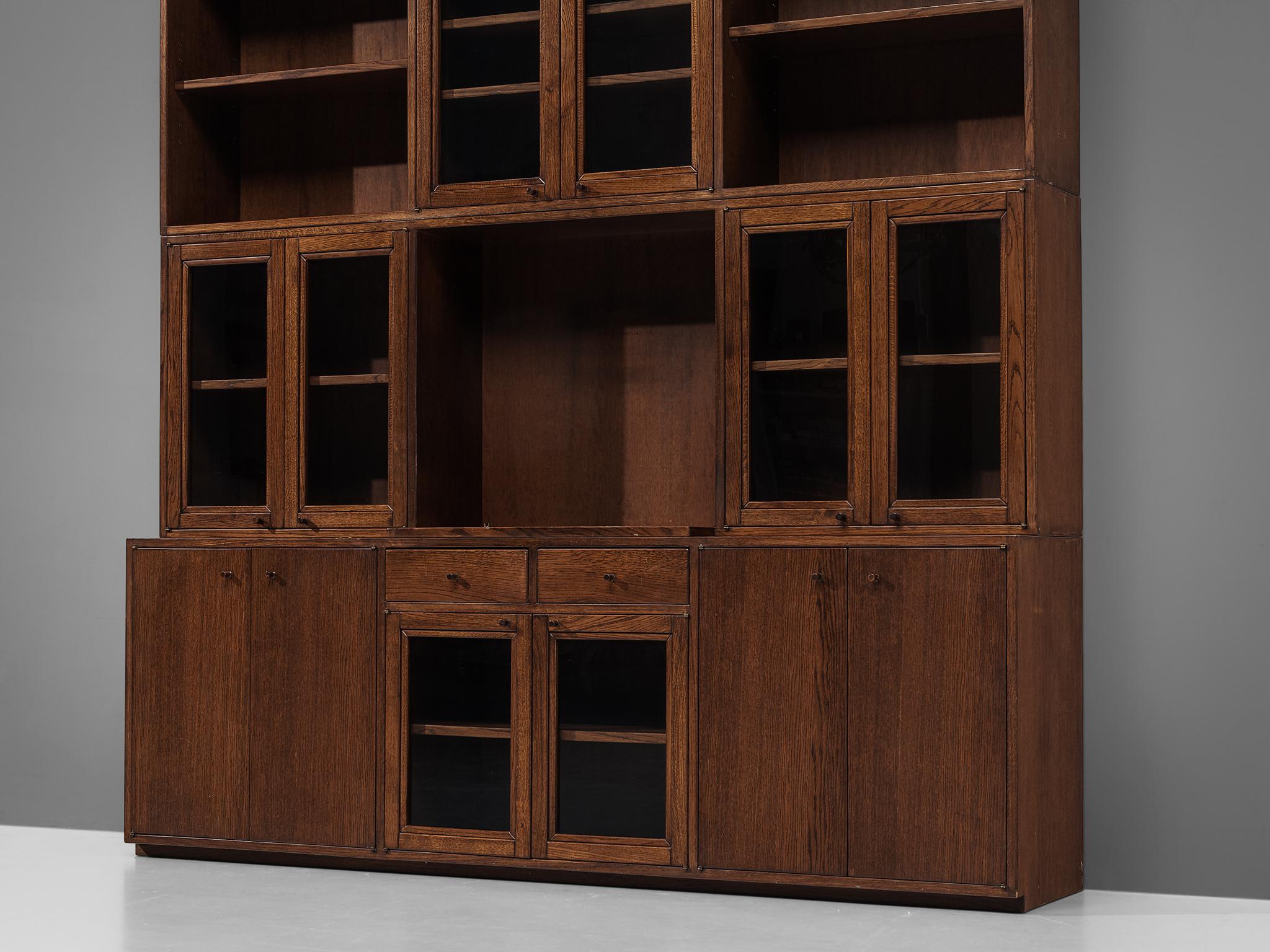 Glass Giuseppe Rivadossi Exceptional Library Unit in Oak