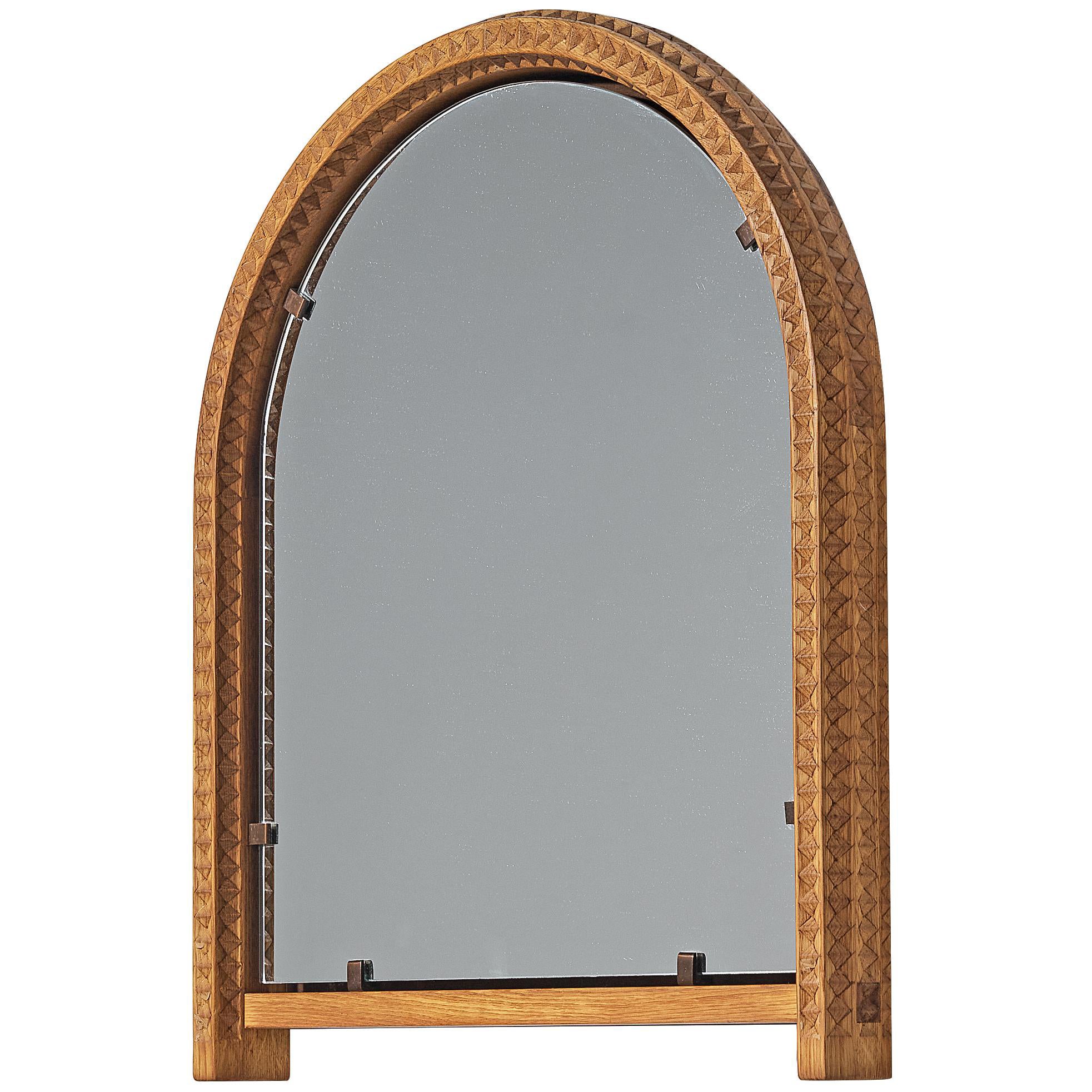 Giuseppe Rivadossi pour Officina Rivadossi Miroir arqué en noyer en vente