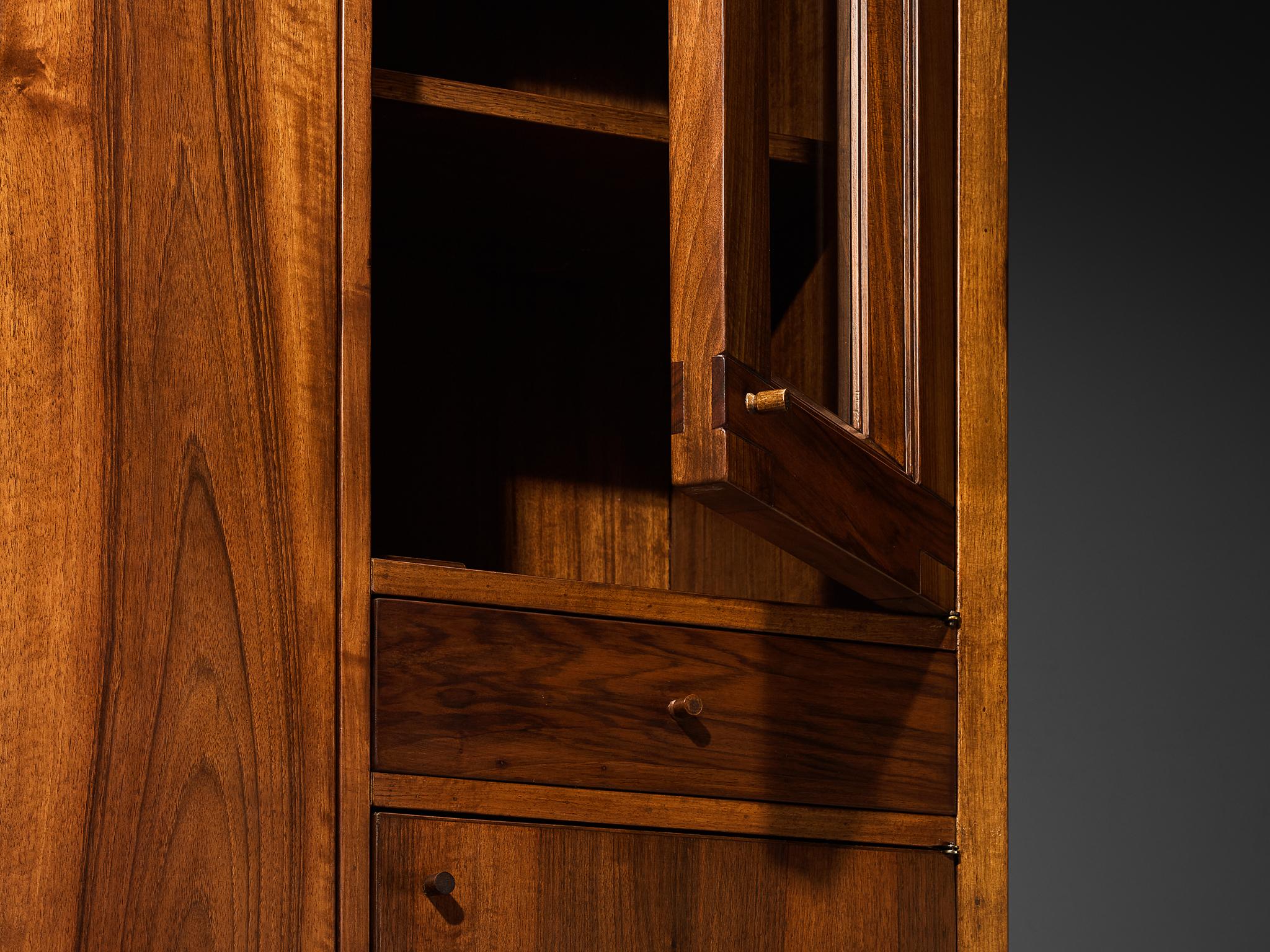 Glass Giuseppe Rivadossi for Officina Rivadossi Bedroom Divider Wardrobe Walnut For Sale