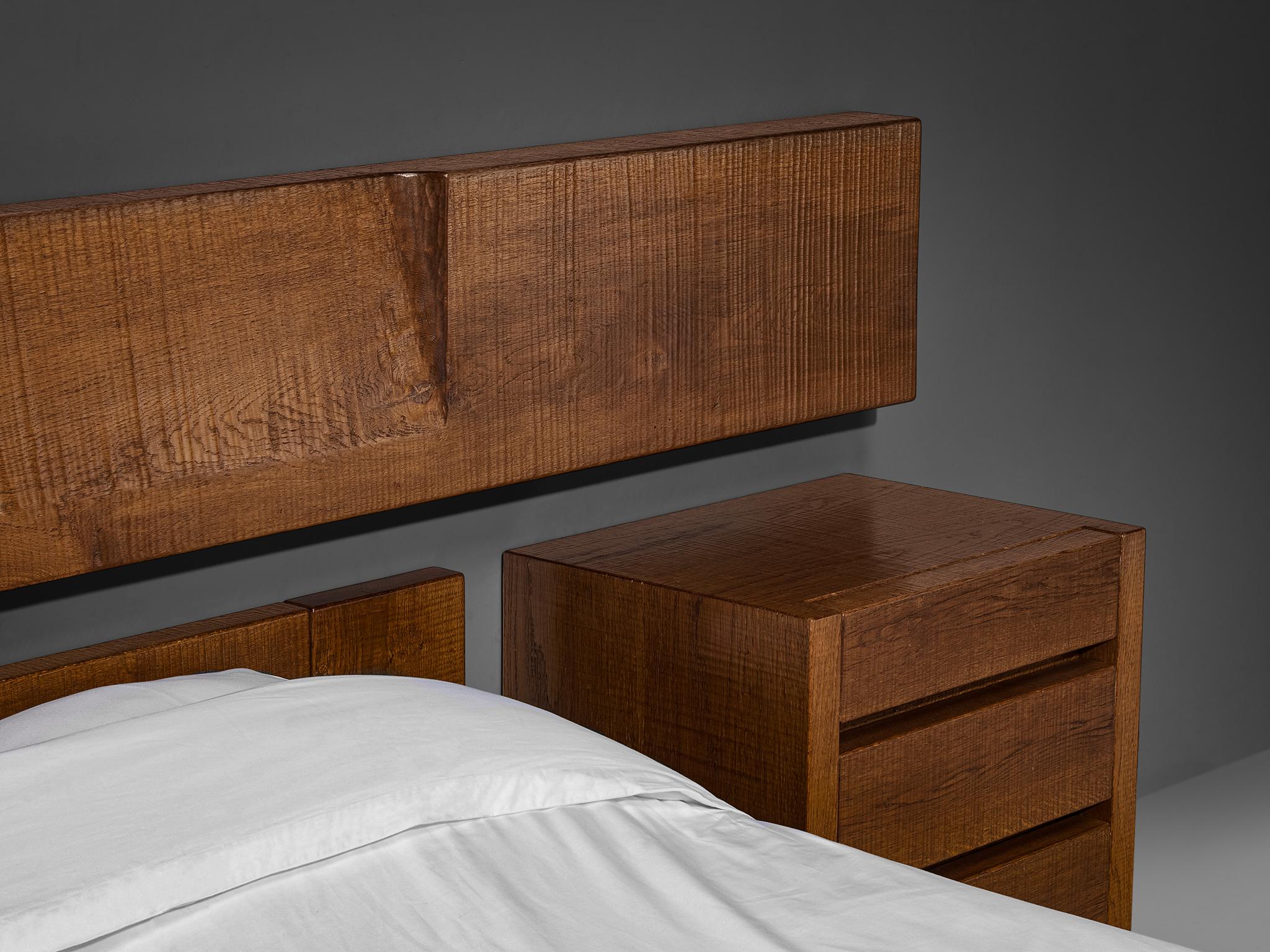 Late 20th Century Giuseppe Rivadossi for Officina Rivadossi Bedroom Set in Oak For Sale