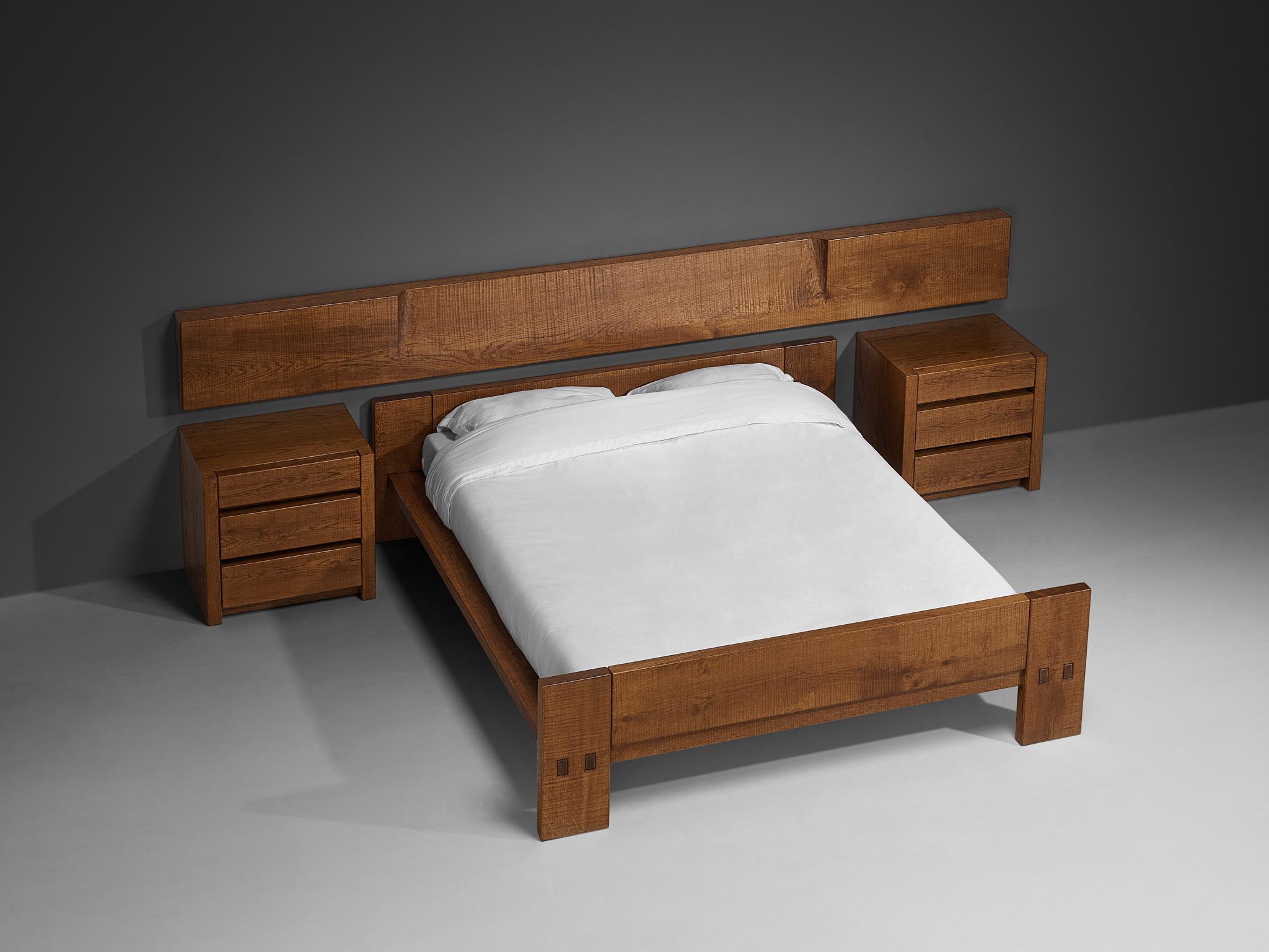 Giuseppe Rivadossi for Officina Rivadossi Bedroom Set in Oak For Sale 1
