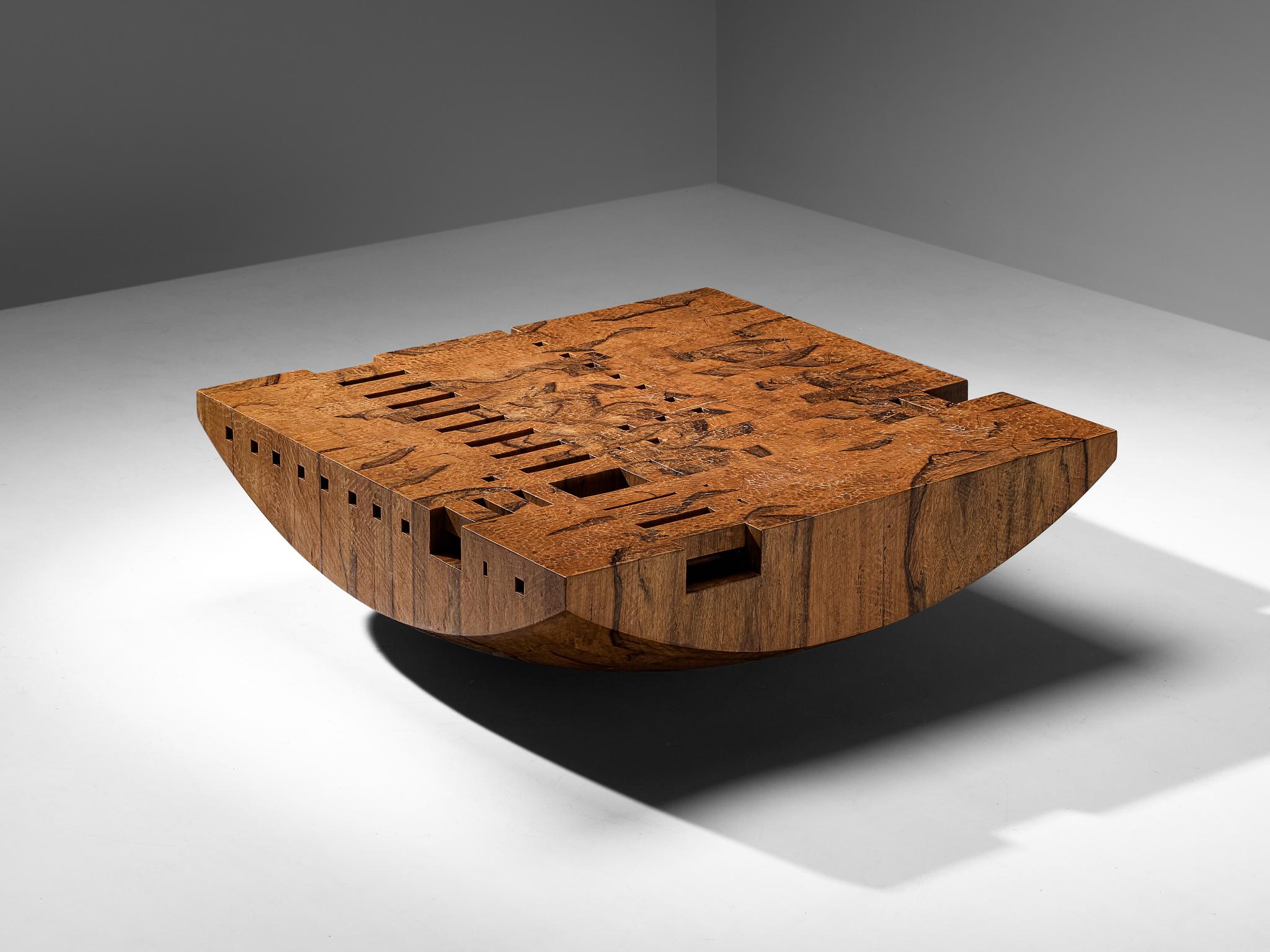 Giuseppe Rivadossi for Officina Rivadossi, 'Blocco Galla' coffee table, walnut, Italy, 1977

This captivating monolithic 'Blocco Galla' coffee table is designed by Giuseppe Rivadossi in 1977. Rivadossi's production of Blocco Galla was so limited