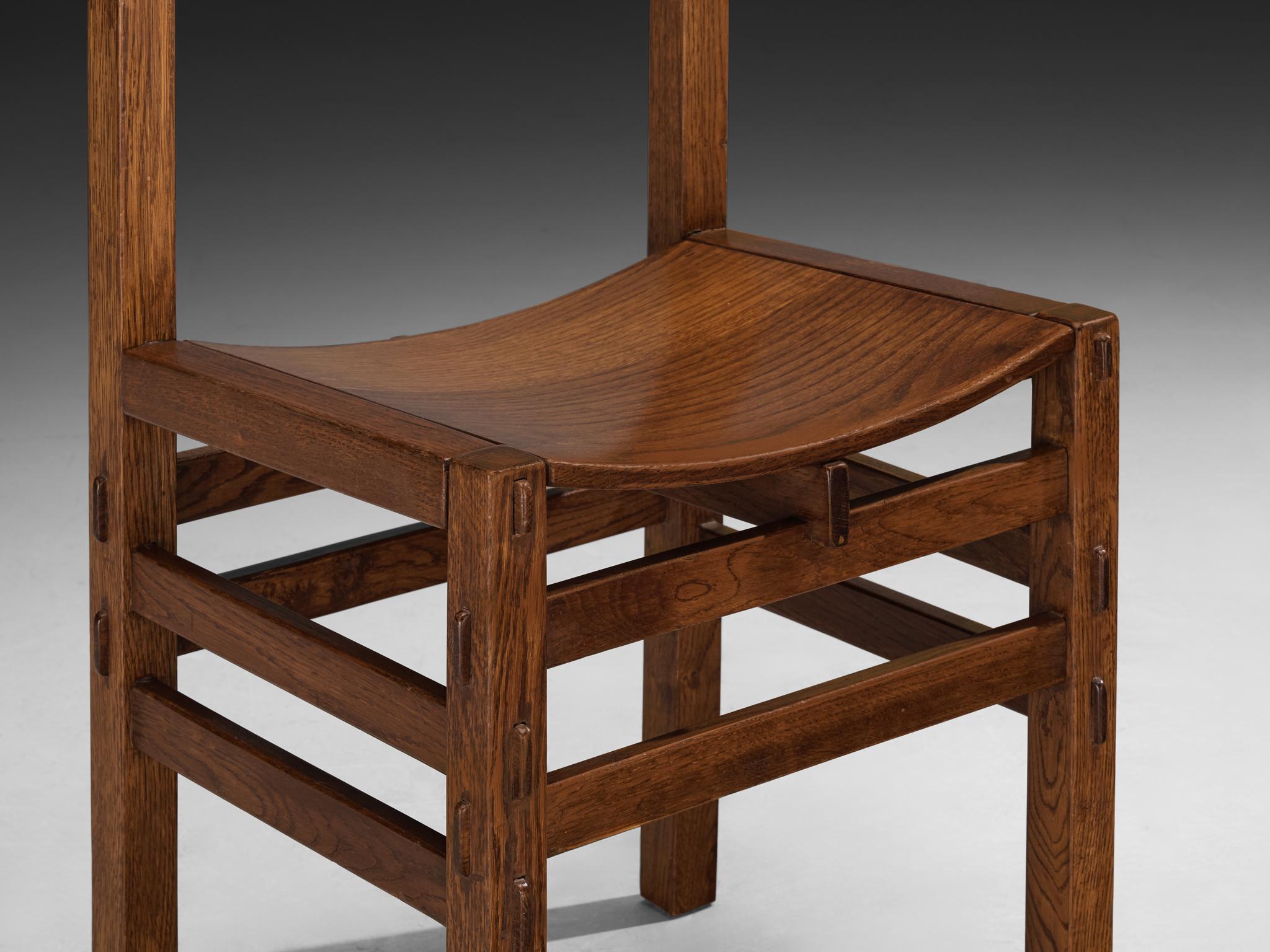 Quercia Giuseppe Rivadossi per Officina Rivadossi Sedie da pranzo con intagli in Oak in vendita