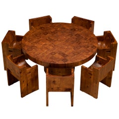 Giuseppe Rivadossi para Officina Rivadossi Juego de comedor de pino tallado