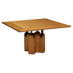 Retro Giuseppe Rivadossi for Officina Rivadossi Dining Table in Oak and Iron 