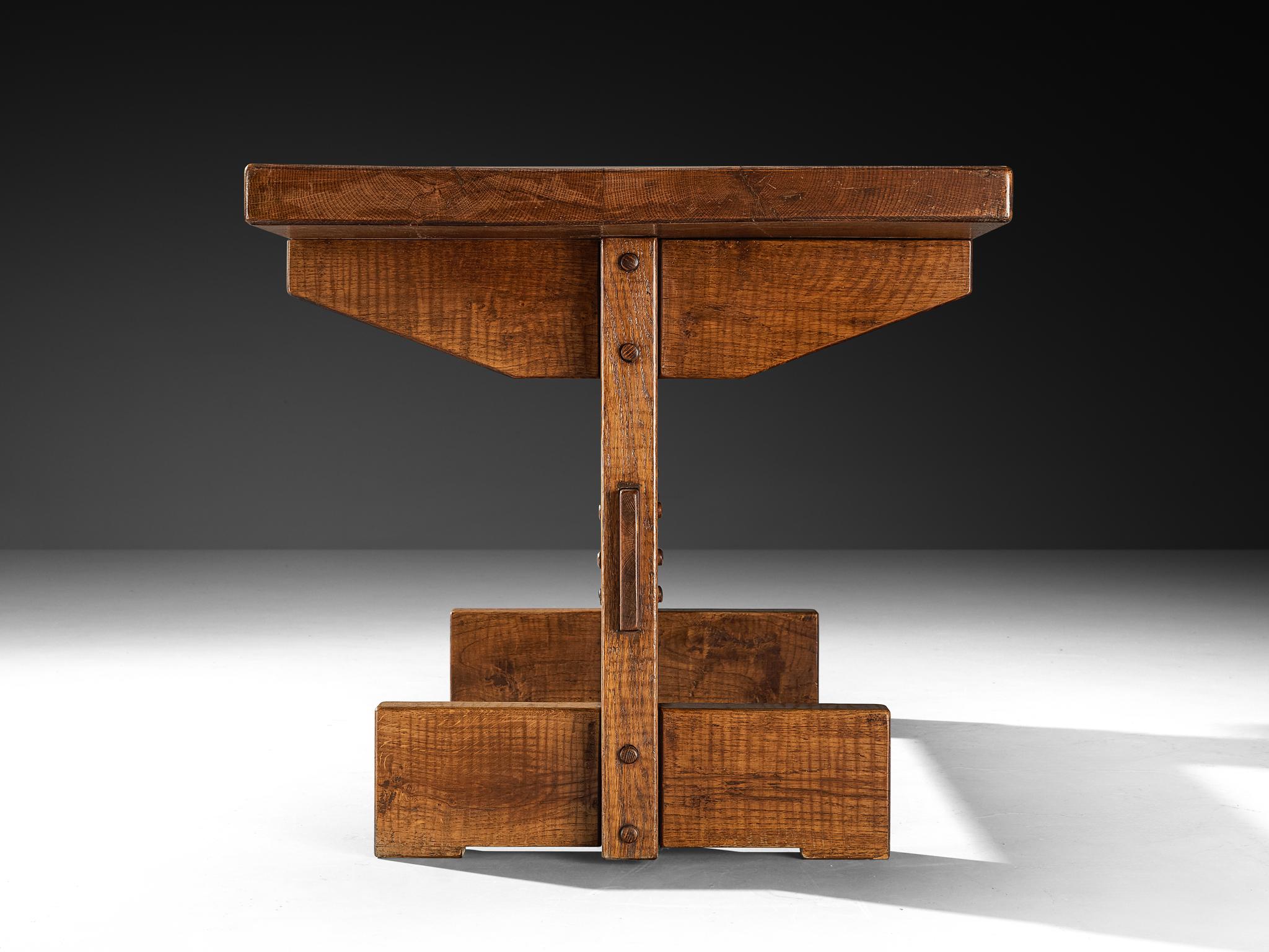 Mid-Century Modern Giuseppe Rivadossi for Officina Rivadossi Dining Table in Oak For Sale
