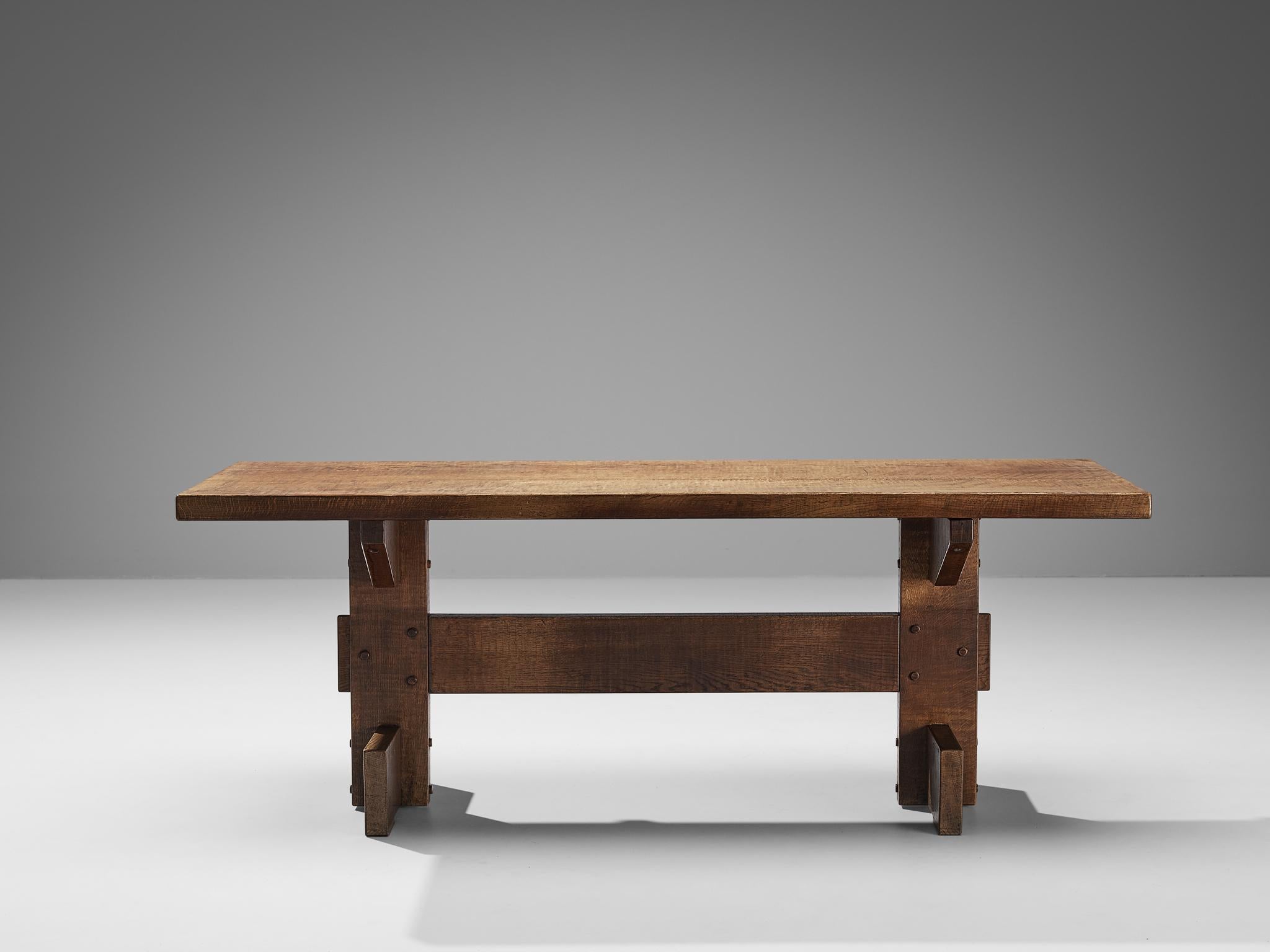 Italian Giuseppe Rivadossi for Officina Rivadossi Dining Table in Oak