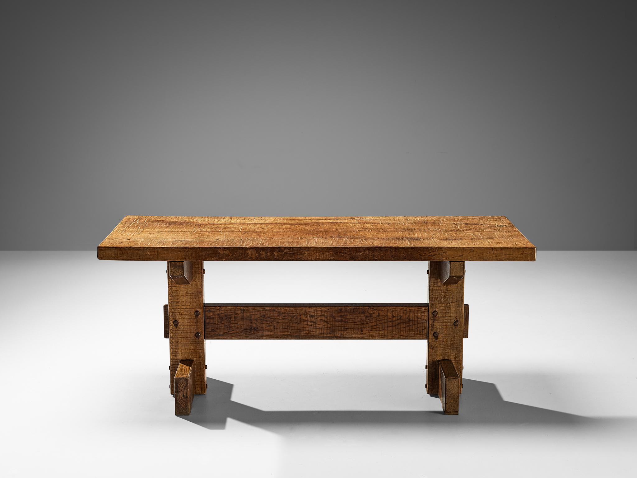 Italian Giuseppe Rivadossi for Officina Rivadossi Dining Table in Oak  For Sale