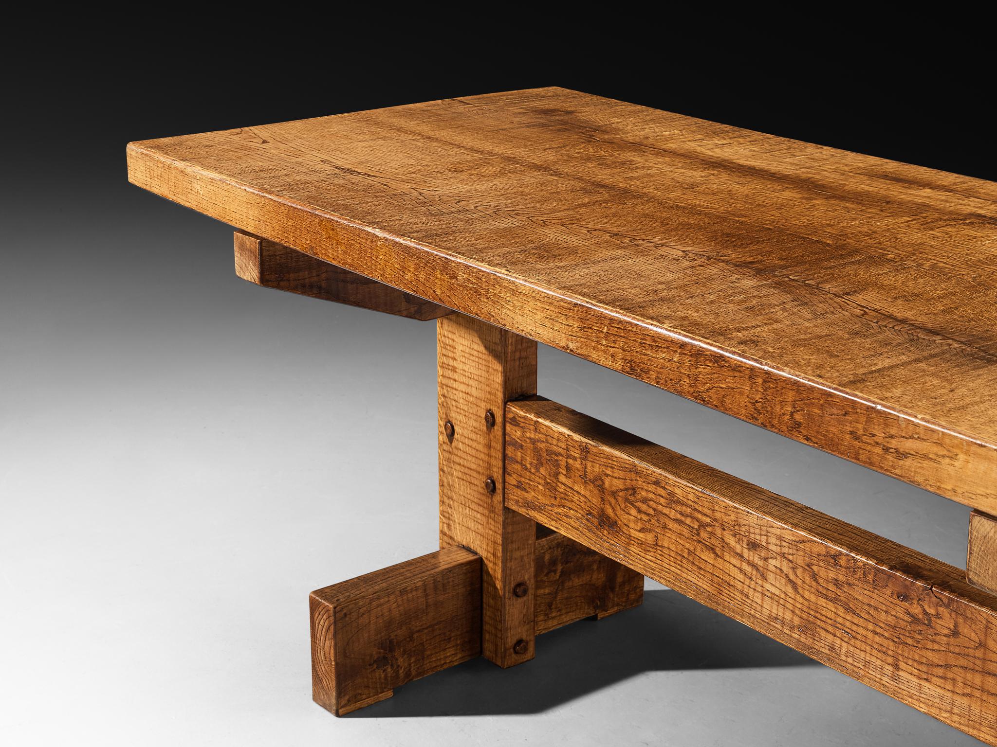 Italian Giuseppe Rivadossi for Officina Rivadossi Dining Table in Oak For Sale