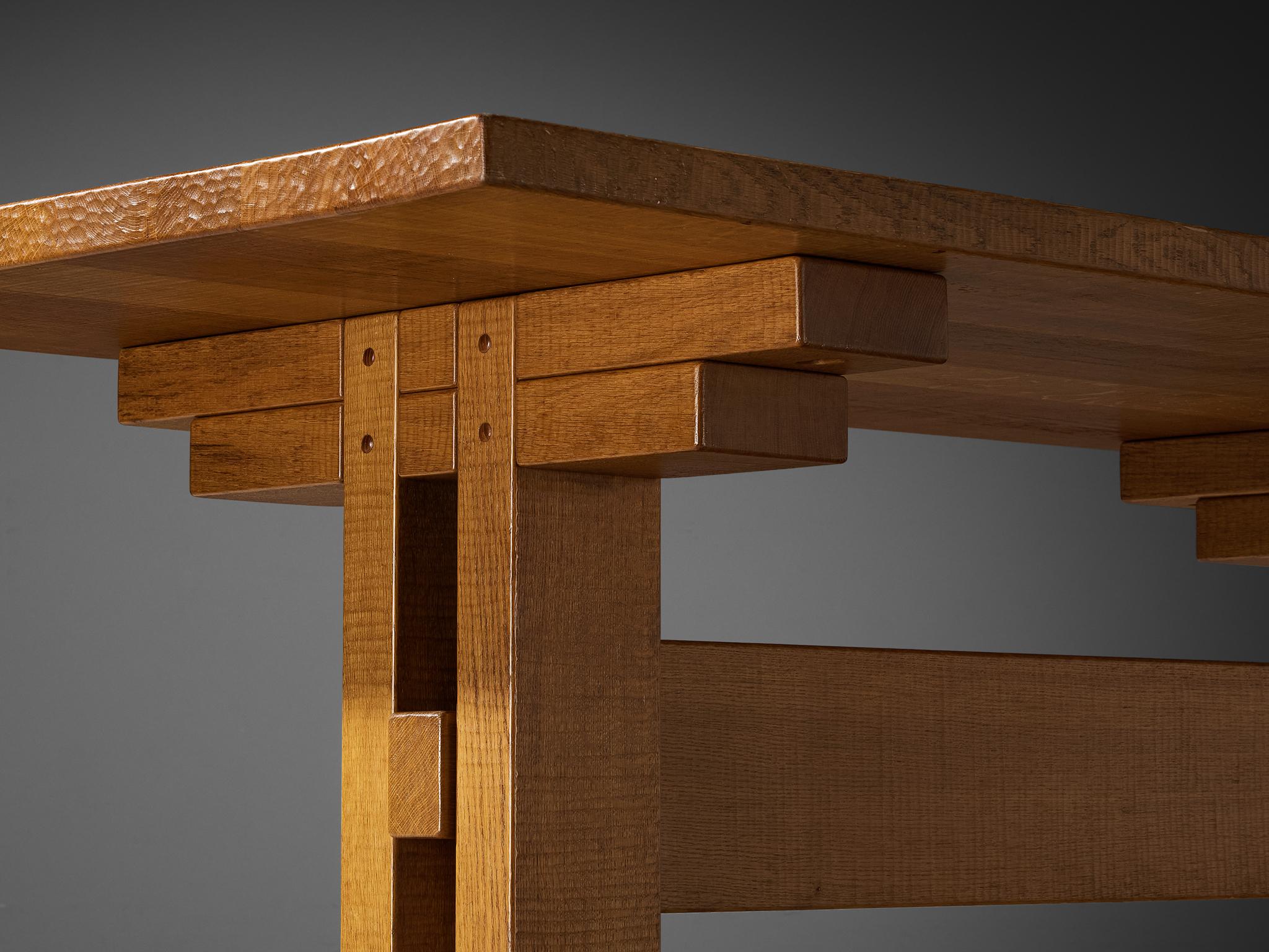 Fin du 20e siècle Table de salle à manger en chêne Giuseppe Rivadossi pour Officina Rivadossi en vente