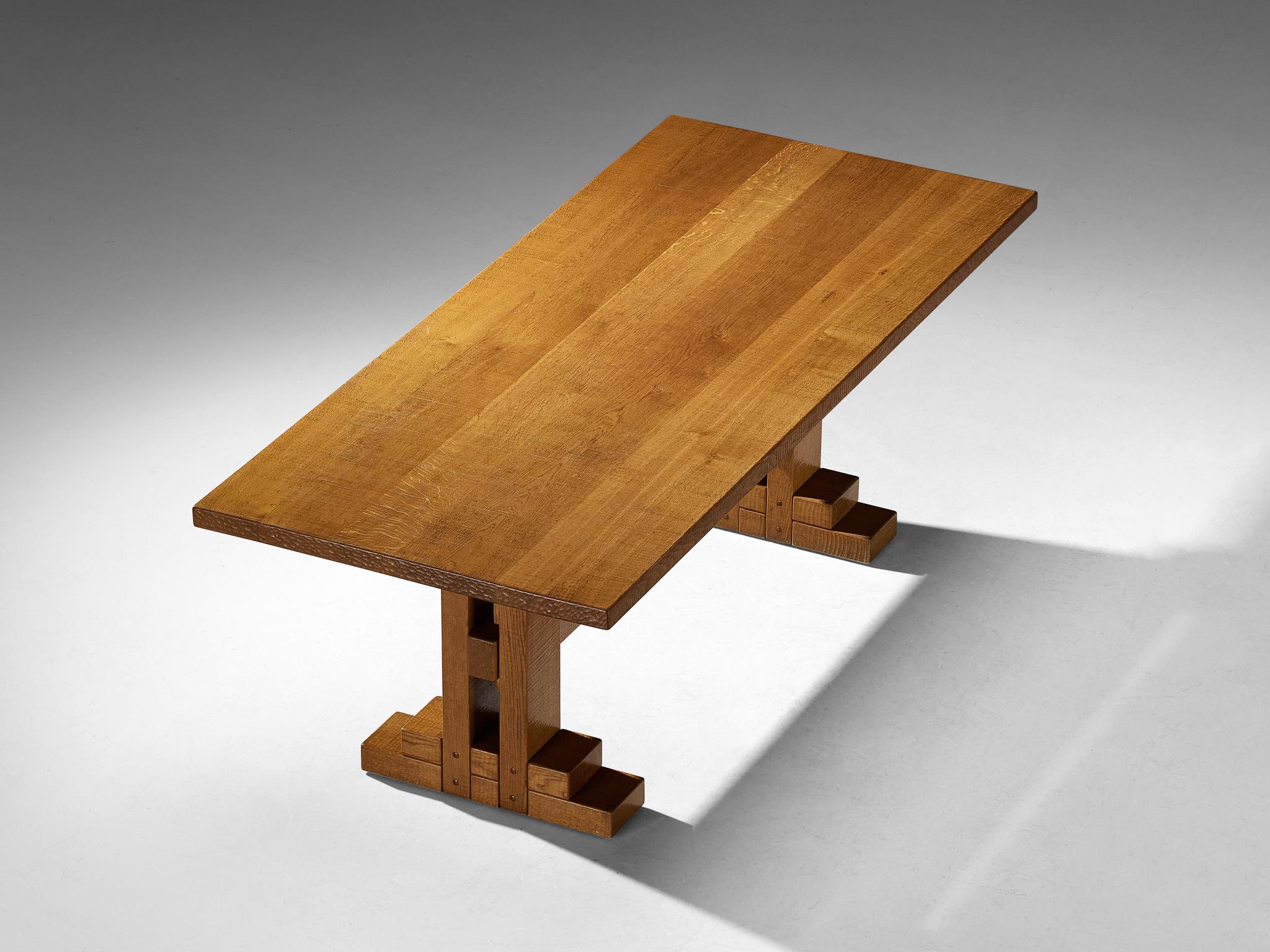 Chêne Table de salle à manger en chêne Giuseppe Rivadossi pour Officina Rivadossi en vente