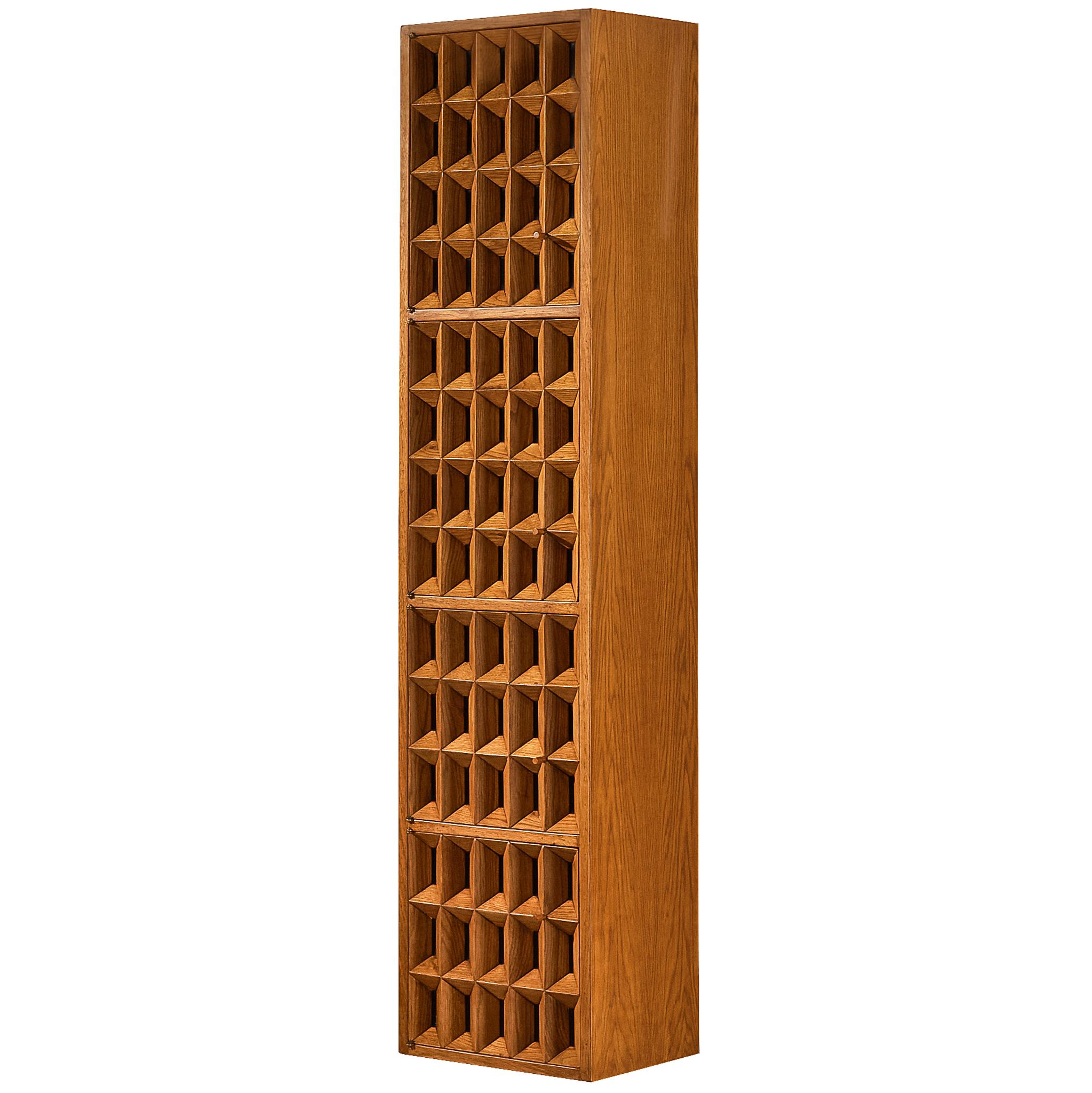 Giuseppe Rivadossi for Officina Rivadossi Grid Wall Cabinet in Oak For Sale