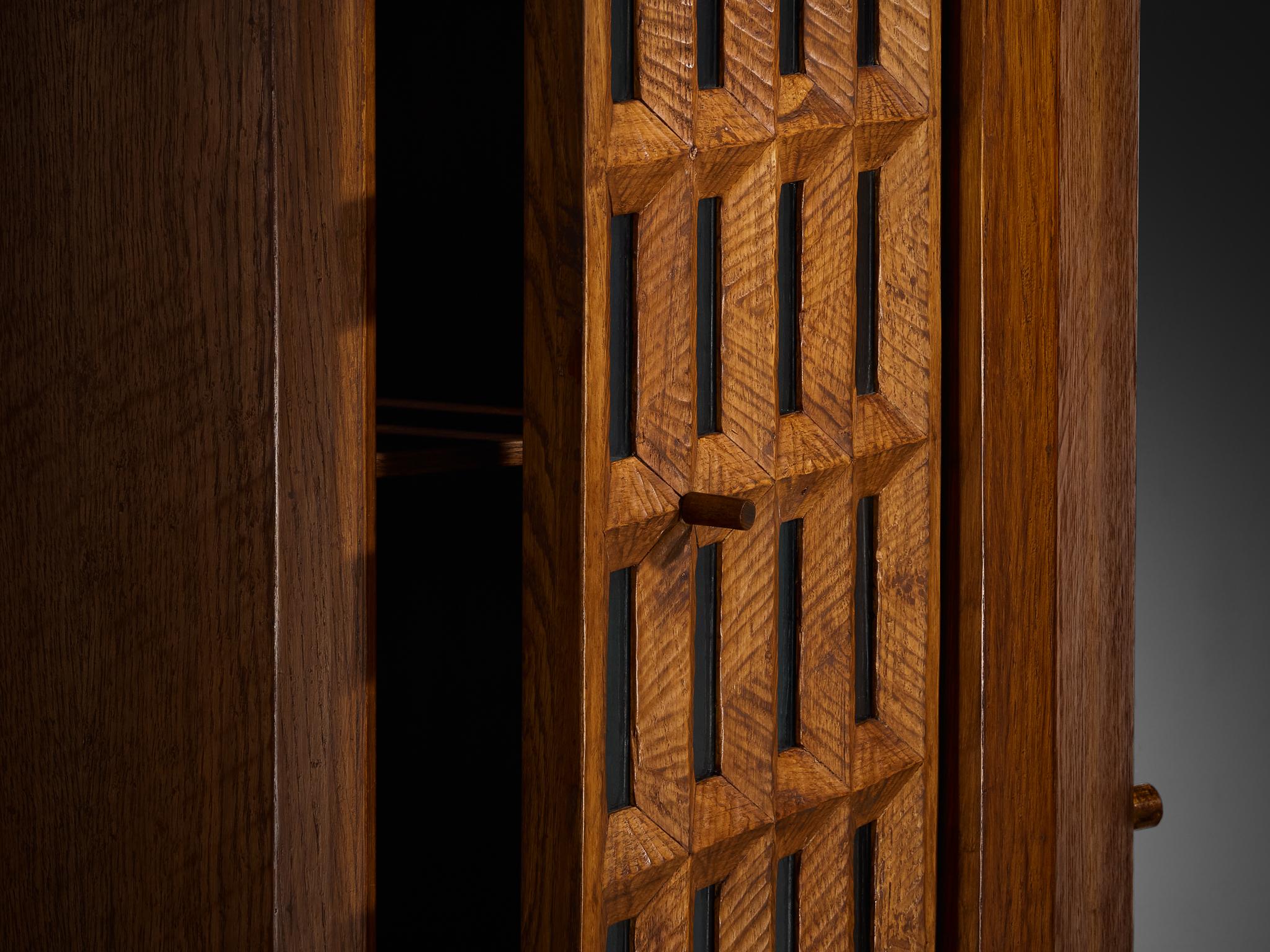Giuseppe Rivadossi pour Officina Rivadossi Armoires suspendues en Oak Oak et verre Bon état à Waalwijk, NL