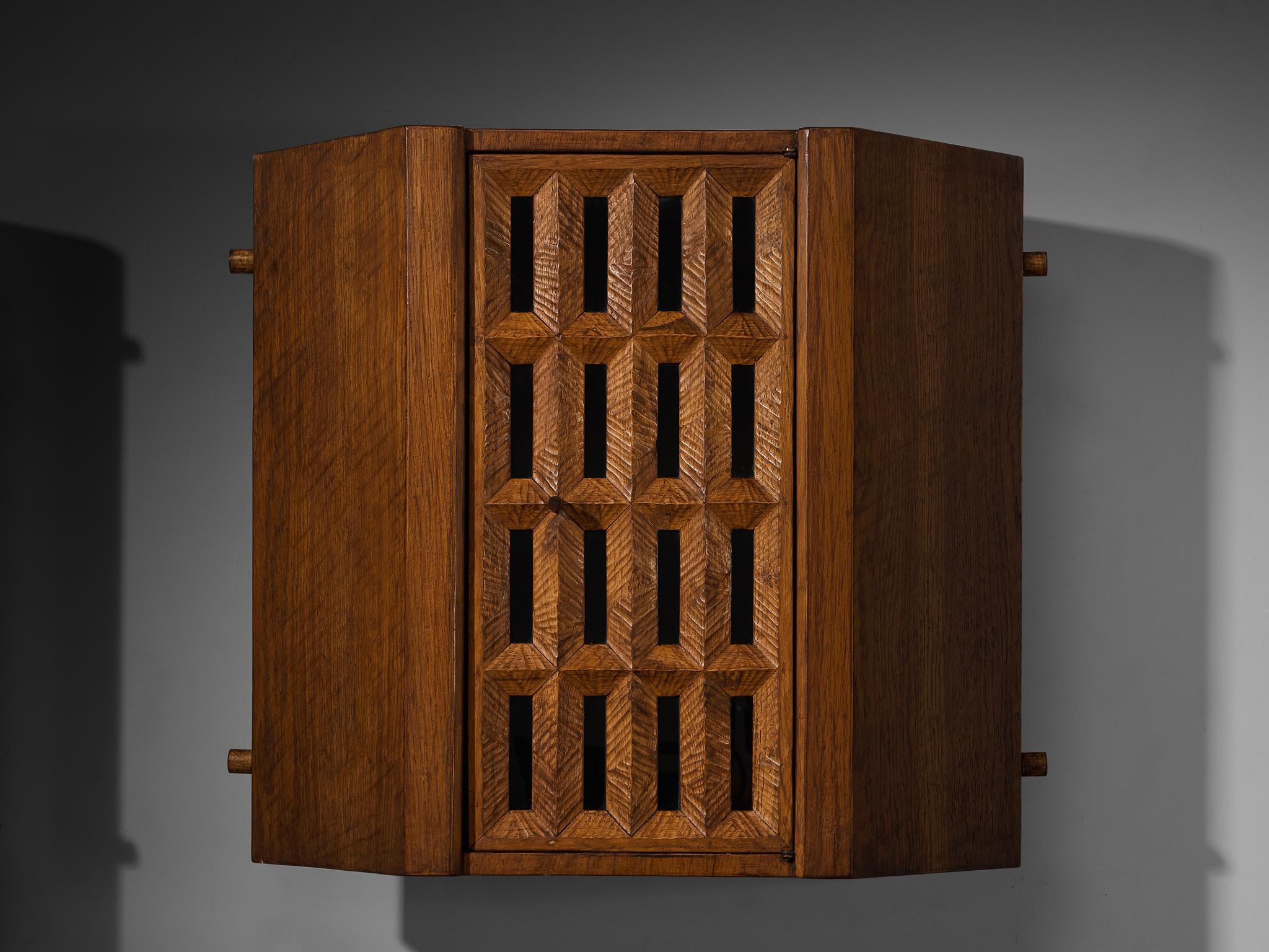Giuseppe Rivadossi pour Officina Rivadossi Armoires suspendues en Oak Oak et verre 1