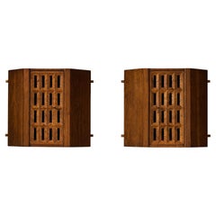 Giuseppe Rivadossi pour Officina Rivadossi Armoires suspendues en Oak Oak et verre