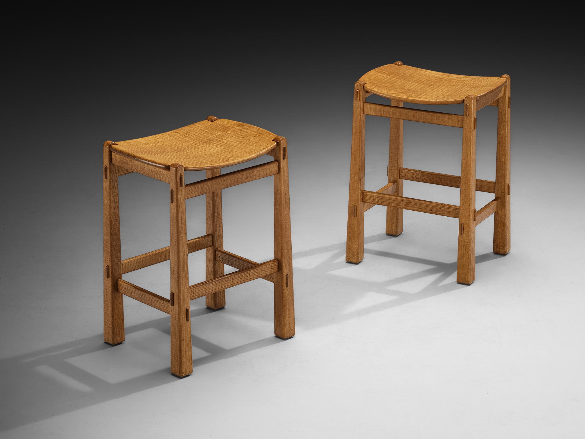Giuseppe Rivadossi for Officina Rivadossi High Bar Stools in Oak in vendita 3