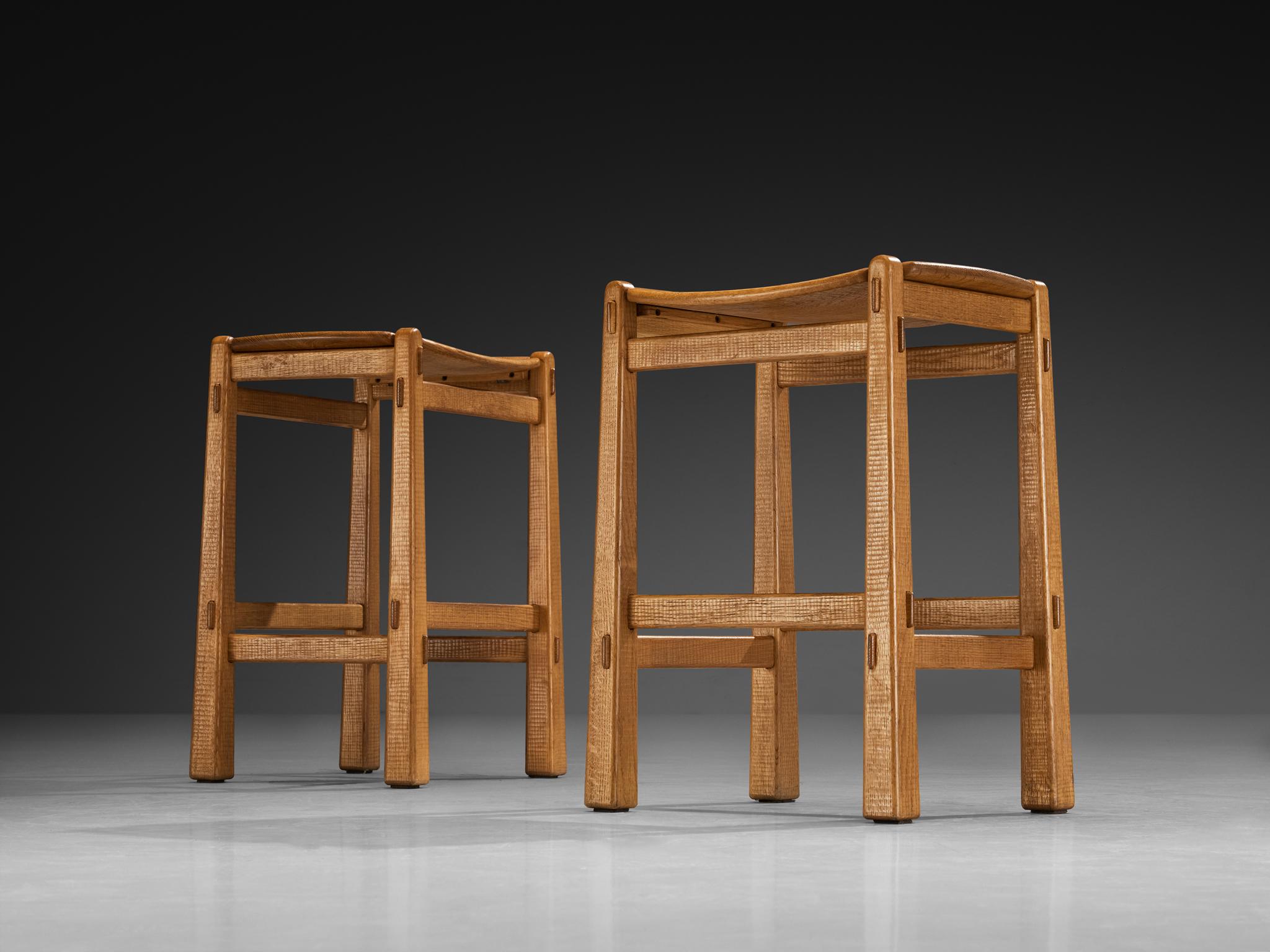 Italiano Giuseppe Rivadossi for Officina Rivadossi High Bar Stools in Oak in vendita