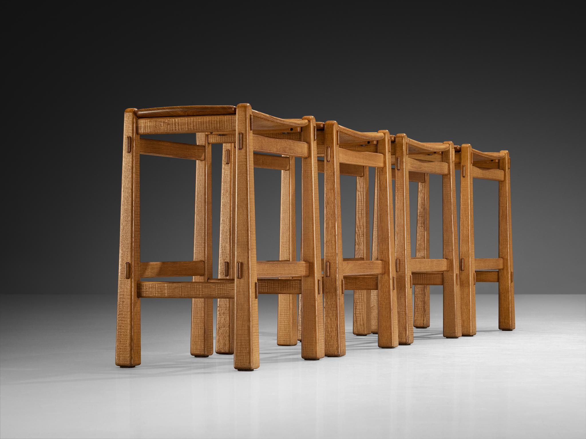 Giuseppe Rivadossi for Officina Rivadossi High Bar Stools in Oak in vendita 2