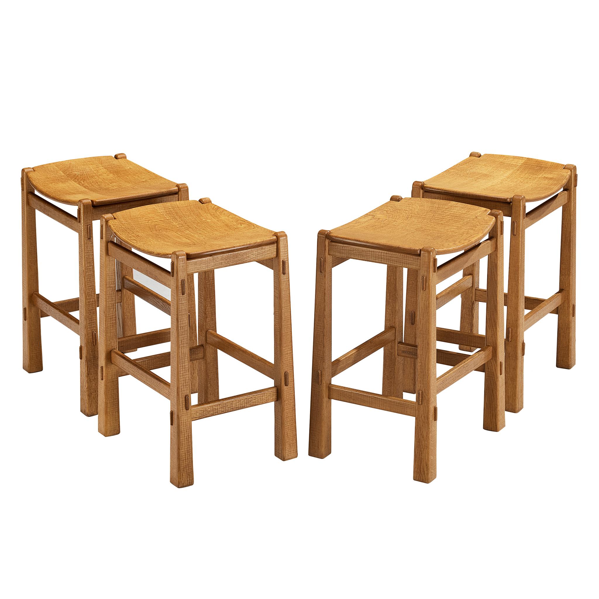 Giuseppe Rivadossi for Officina Rivadossi High Bar Stools in Oak in vendita