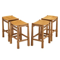 Giuseppe Rivadossi for Officina Rivadossi High Bar Stools in Oak