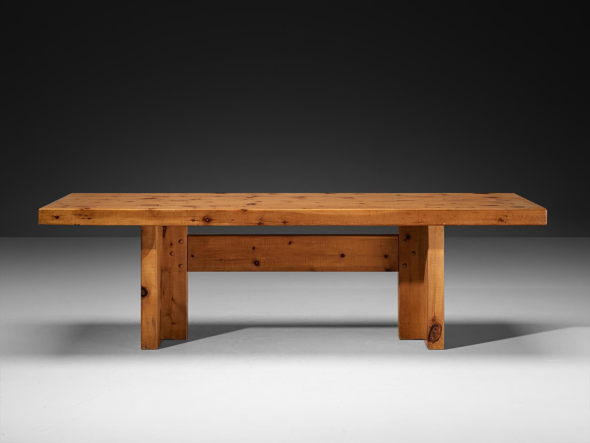 Giuseppe Rivadossi for Officina Rivadossi Large Dining Table in Pine For Sale 1