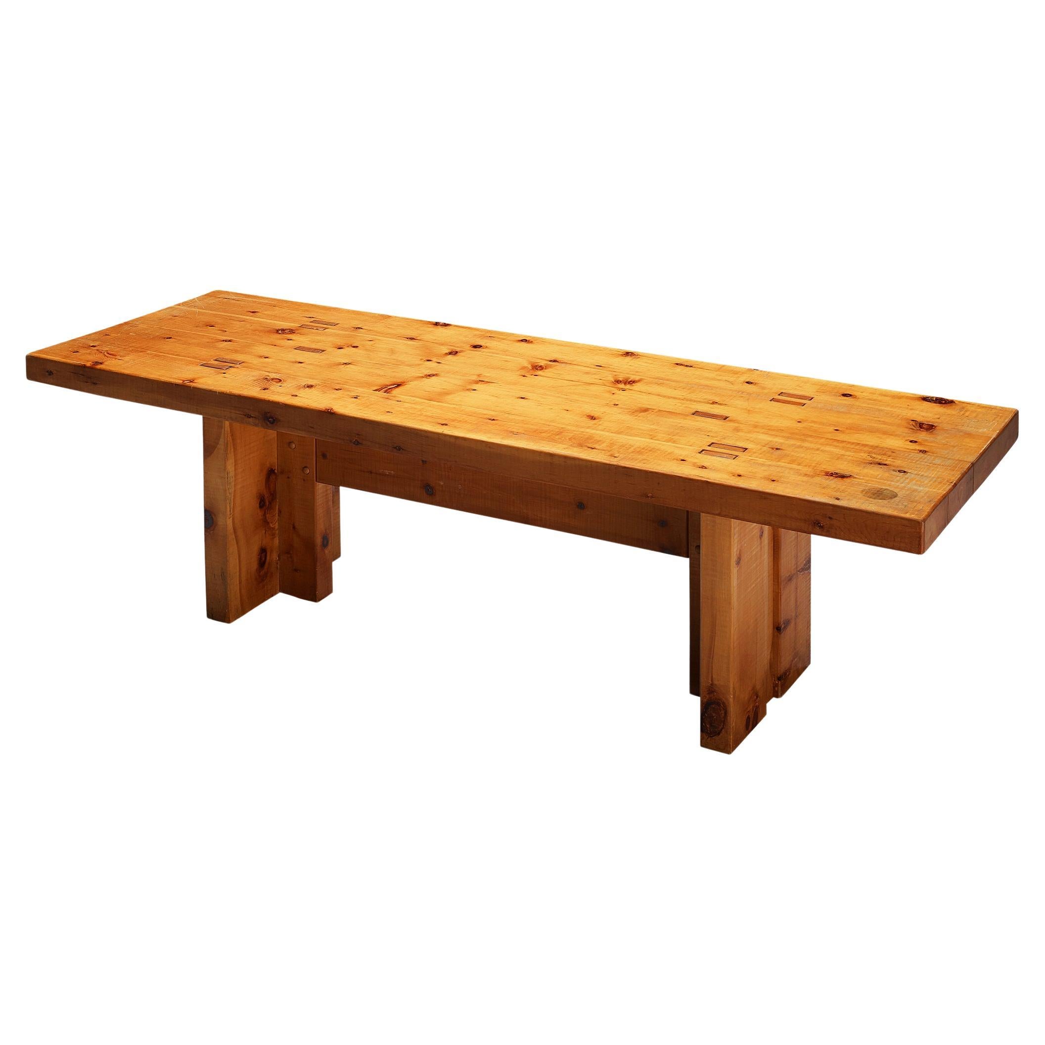 Giuseppe Rivadossi for Officina Rivadossi Large Dining Table in Pine  For Sale