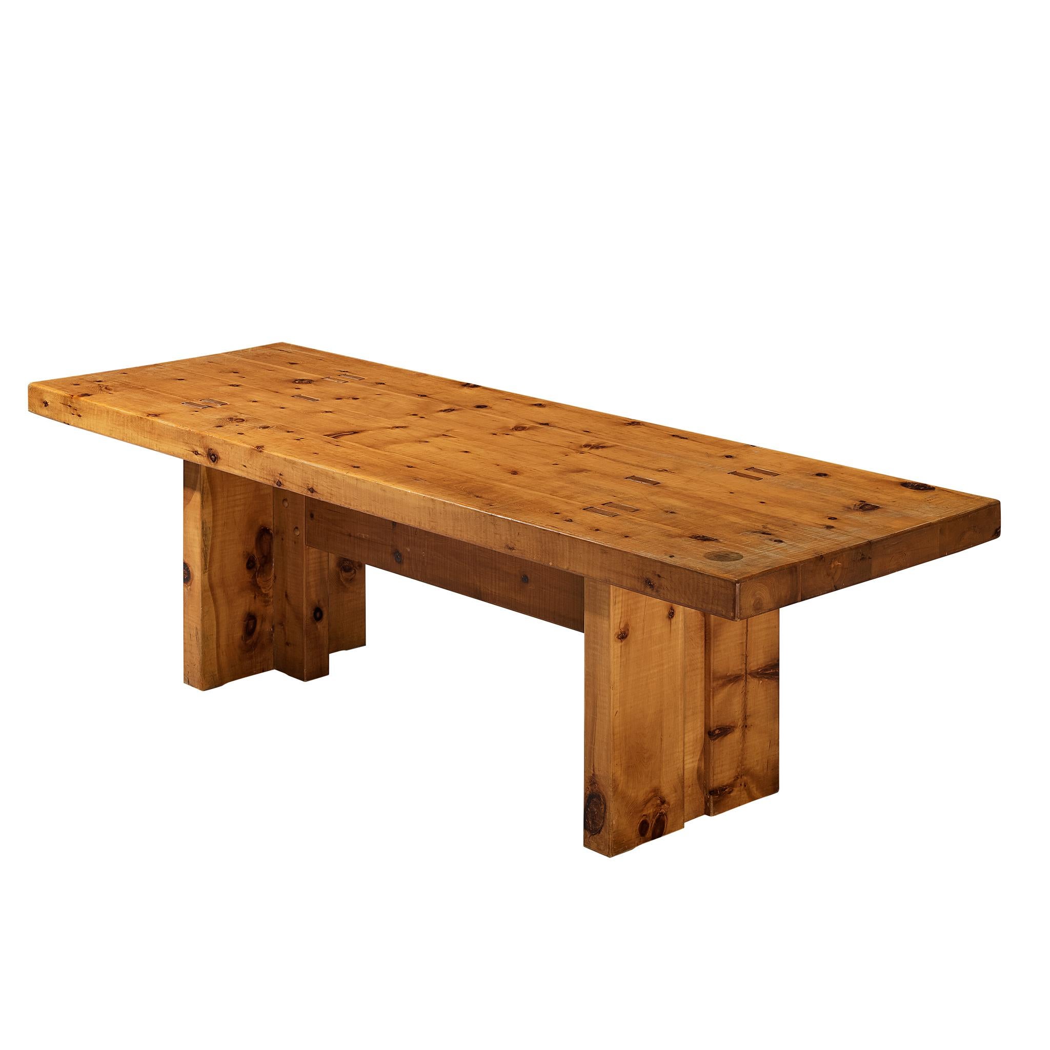 Giuseppe Rivadossi for Officina Rivadossi Large Dining Table in Pine For Sale