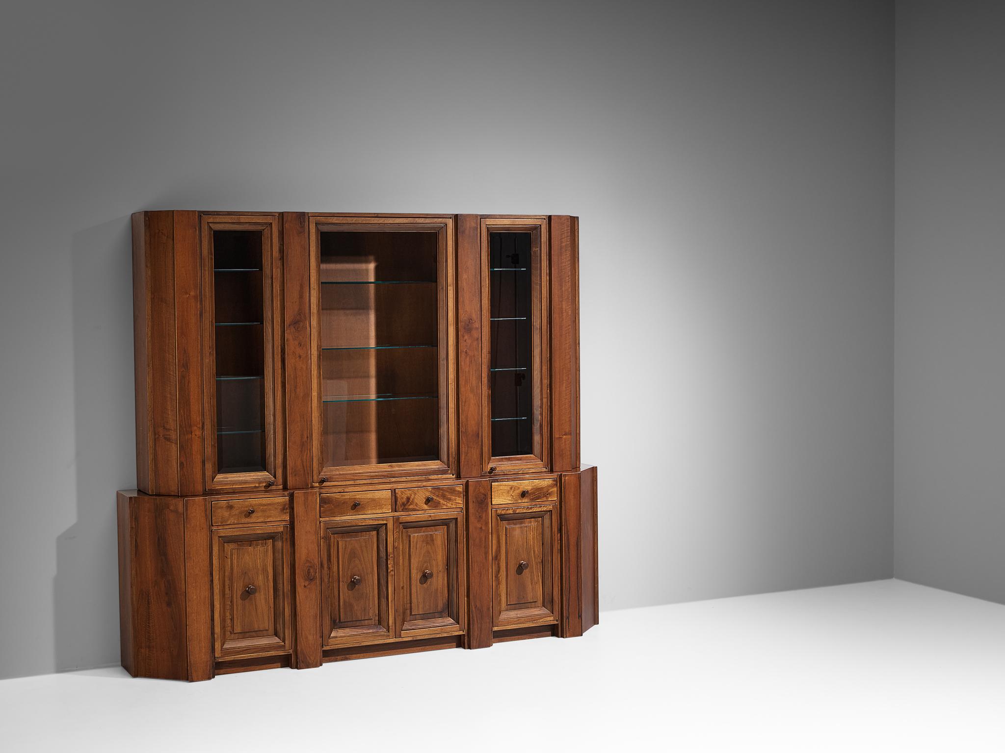 Italian Giuseppe Rivadossi for Officina Rivadossi Library in Walnut  For Sale