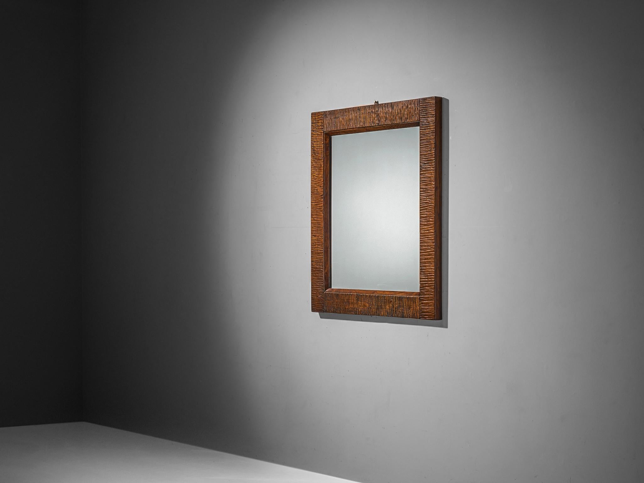 Giuseppe Rivadossi for Officina Rivadossi Mirror with Walnut Frame In Good Condition In Waalwijk, NL