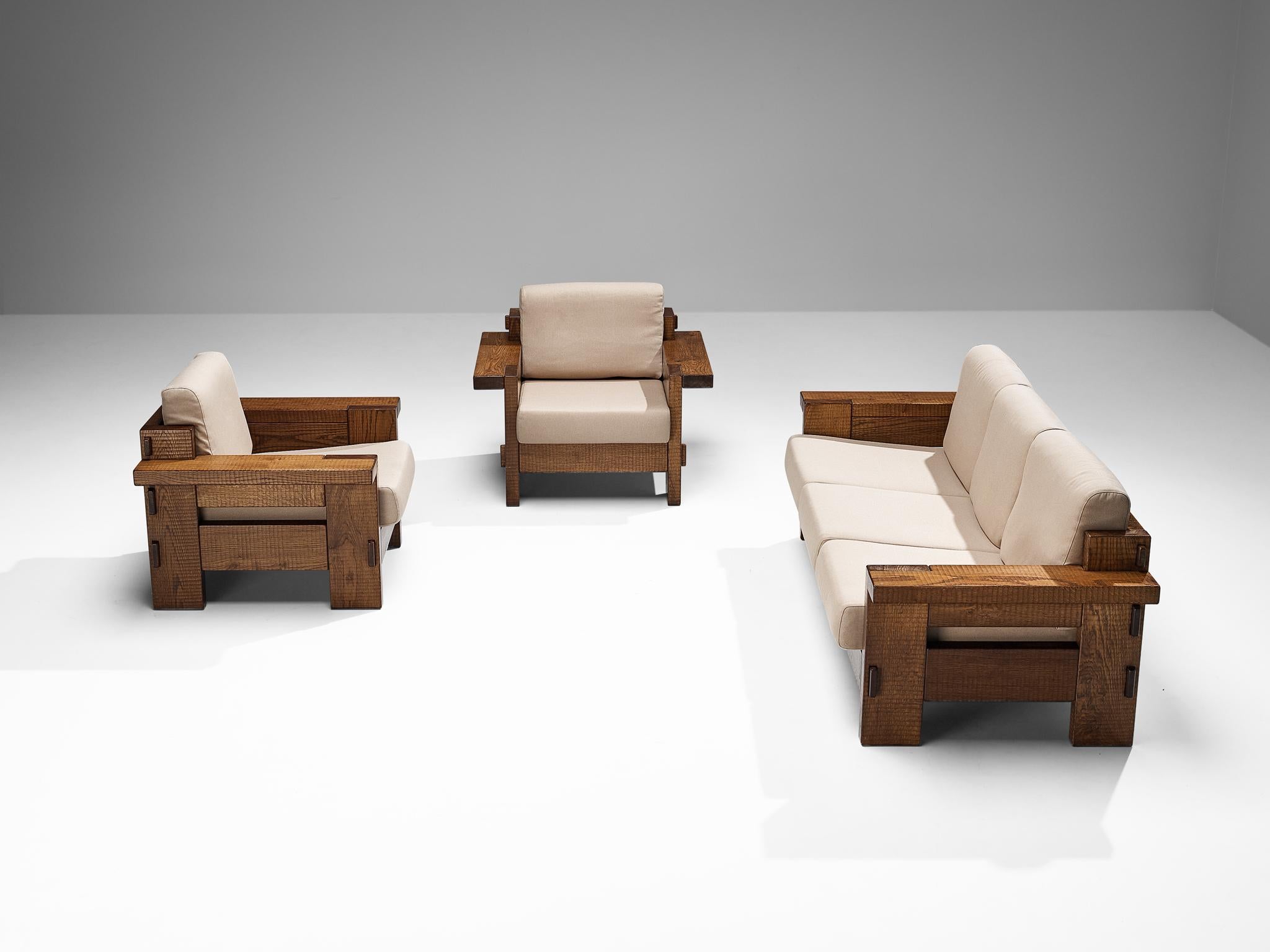 Giuseppe Rivadossi for Officina Rivadossi Pair of Lounge Chairs in Oak 4