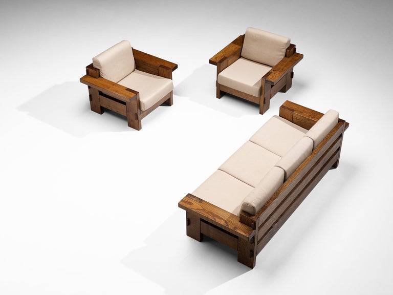 Giuseppe Rivadossi for Officina Rivadossi Pair of Lounge Chairs in Oak For Sale 5
