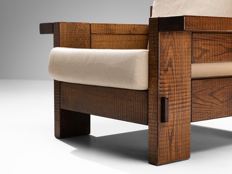 Post-Modern Giuseppe Rivadossi for Officina Rivadossi Pair of Lounge Chairs in Oak For Sale