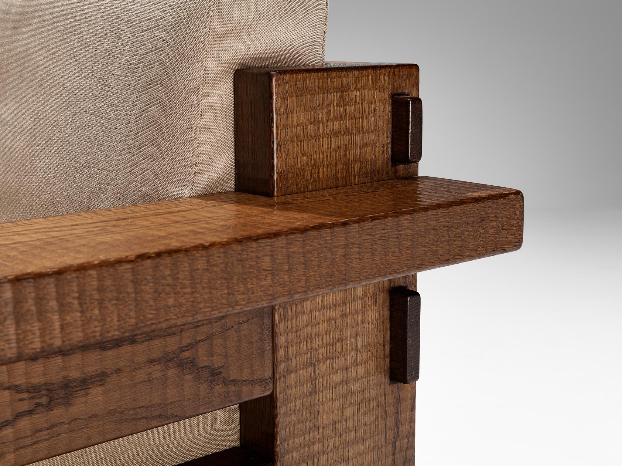 Fabric Giuseppe Rivadossi for Officina Rivadossi Pair of Lounge Chairs in Oak