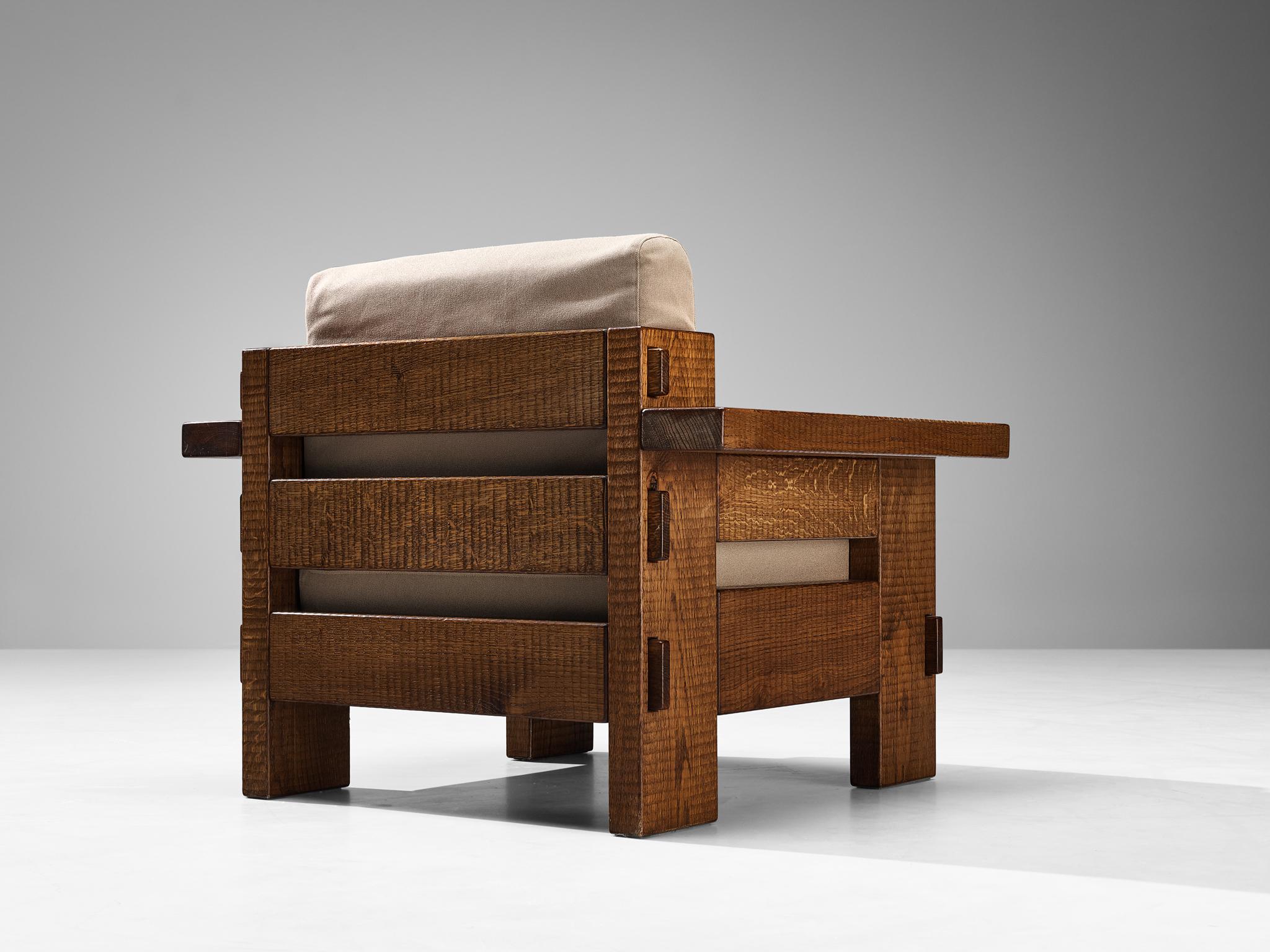 Giuseppe Rivadossi for Officina Rivadossi Pair of Lounge Chairs in Oak 1