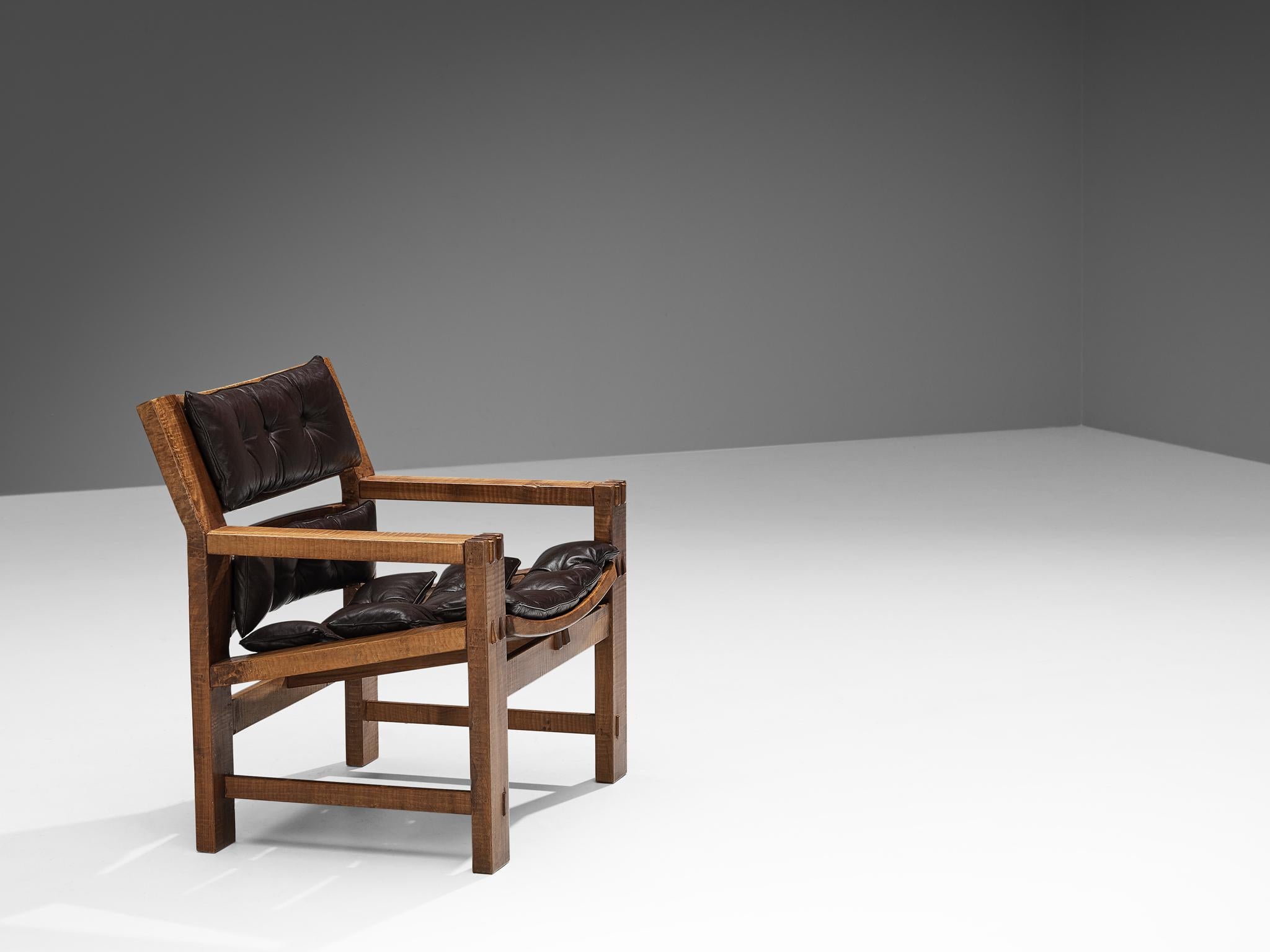 Giuseppe Rivadossi for Officina Rivadossi Pair of Lounge Chairs in Walnut 2