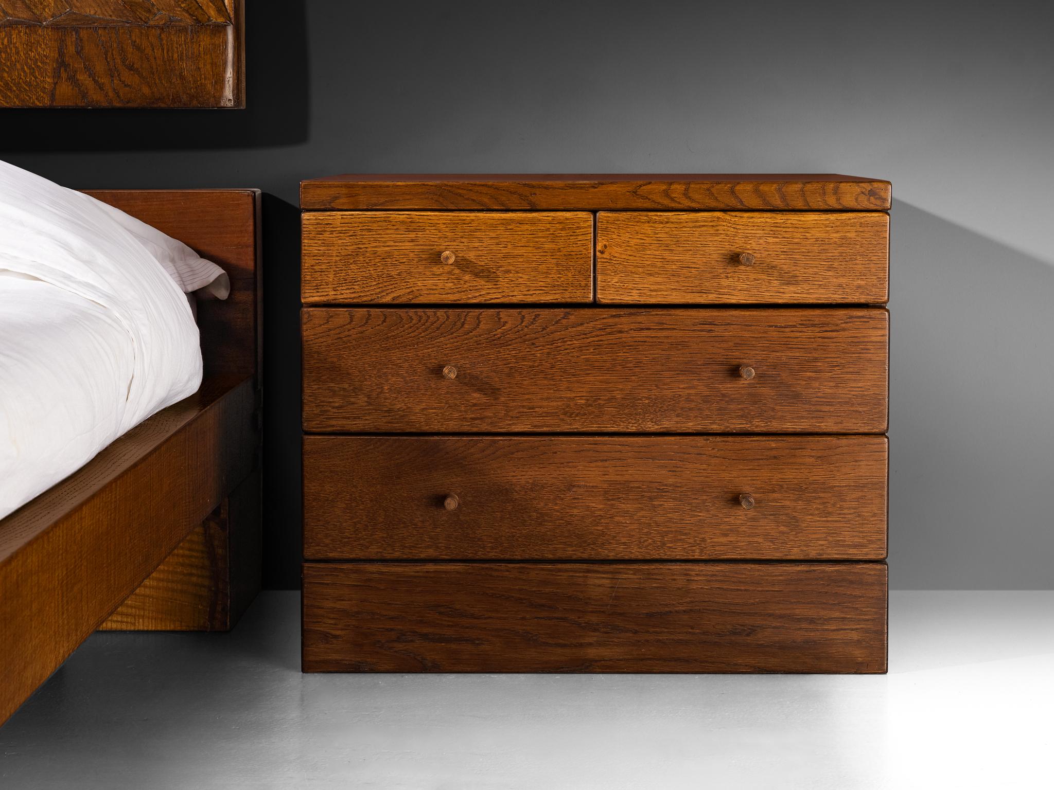 Giuseppe Rivadossi for Officina Rivadossi Queen Bed with Nightstands in Oak For Sale 3