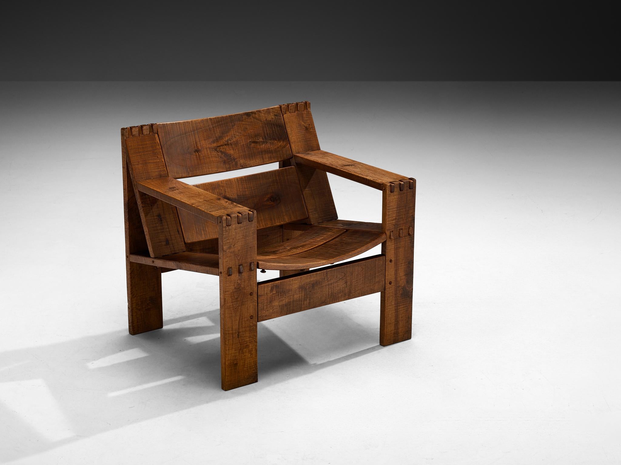 Giuseppe Rivadossi for Officina Rivadossi 'Rocca' Lounge Chair in Walnut For Sale 5