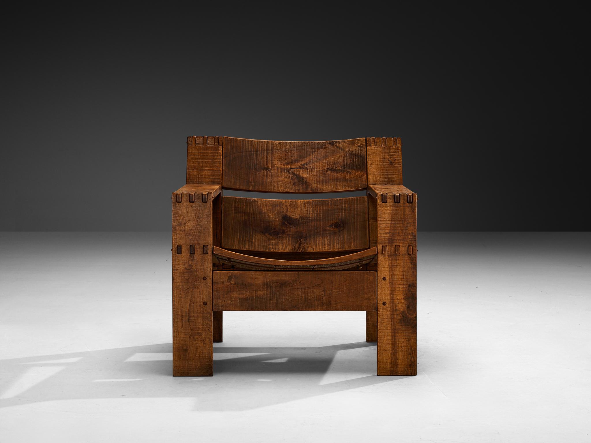 Giuseppe Rivadossi for Officina Rivadossi 'Rocca' Lounge Chair in Walnut For Sale 6