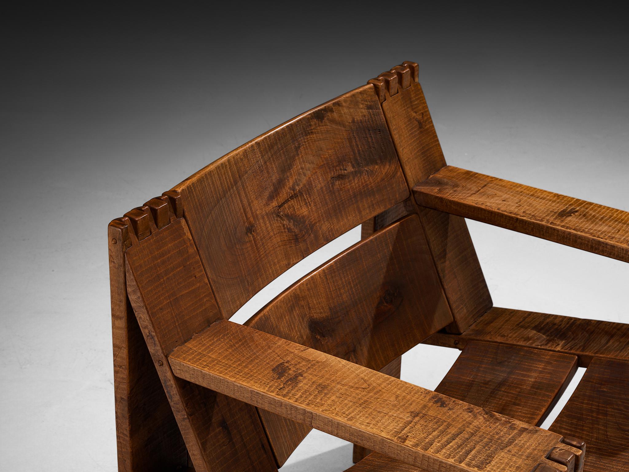 Italian Giuseppe Rivadossi for Officina Rivadossi 'Rocca' Lounge Chair in Walnut For Sale