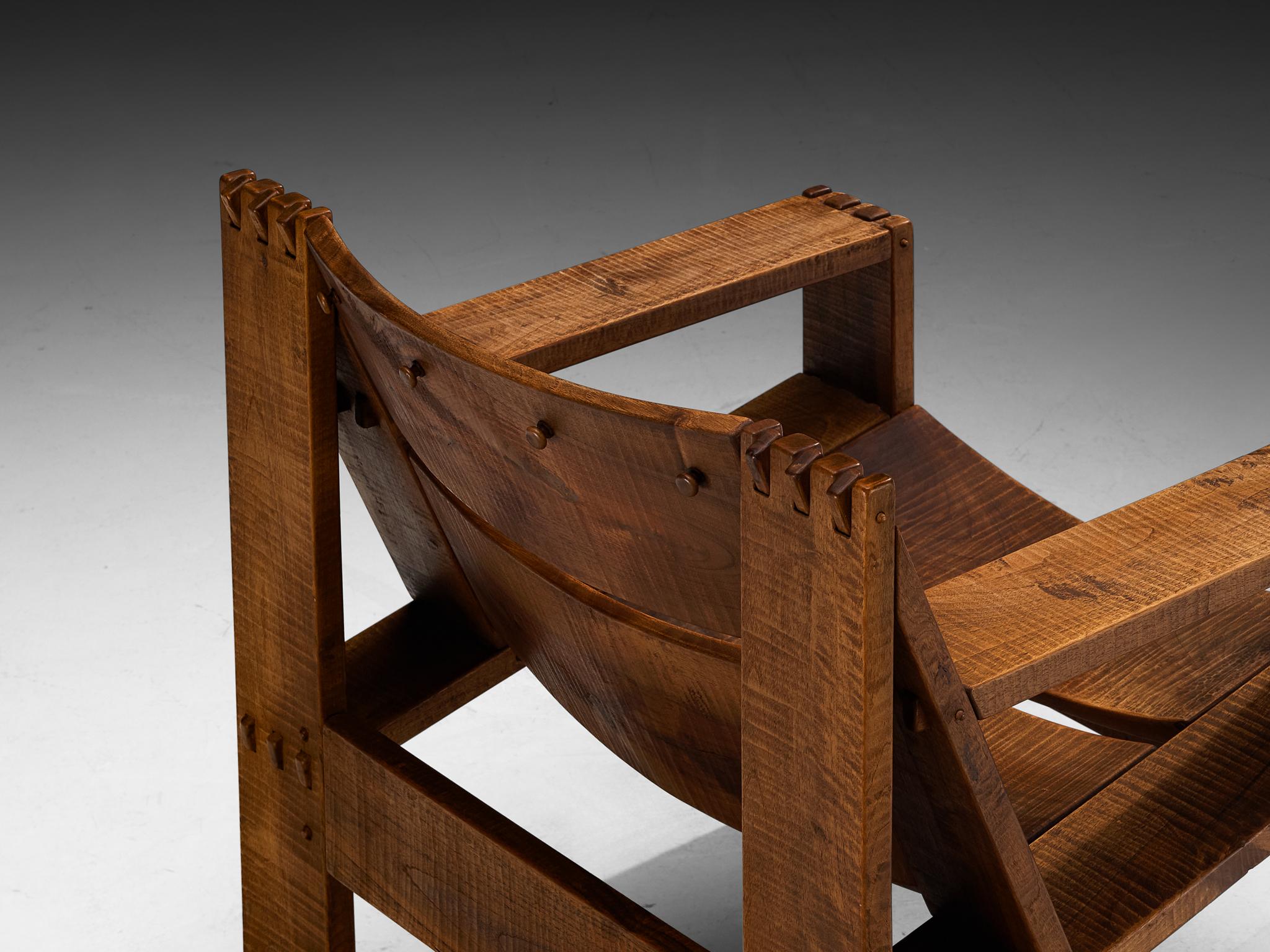 Late 20th Century Giuseppe Rivadossi for Officina Rivadossi 'Rocca' Lounge Chair in Walnut For Sale