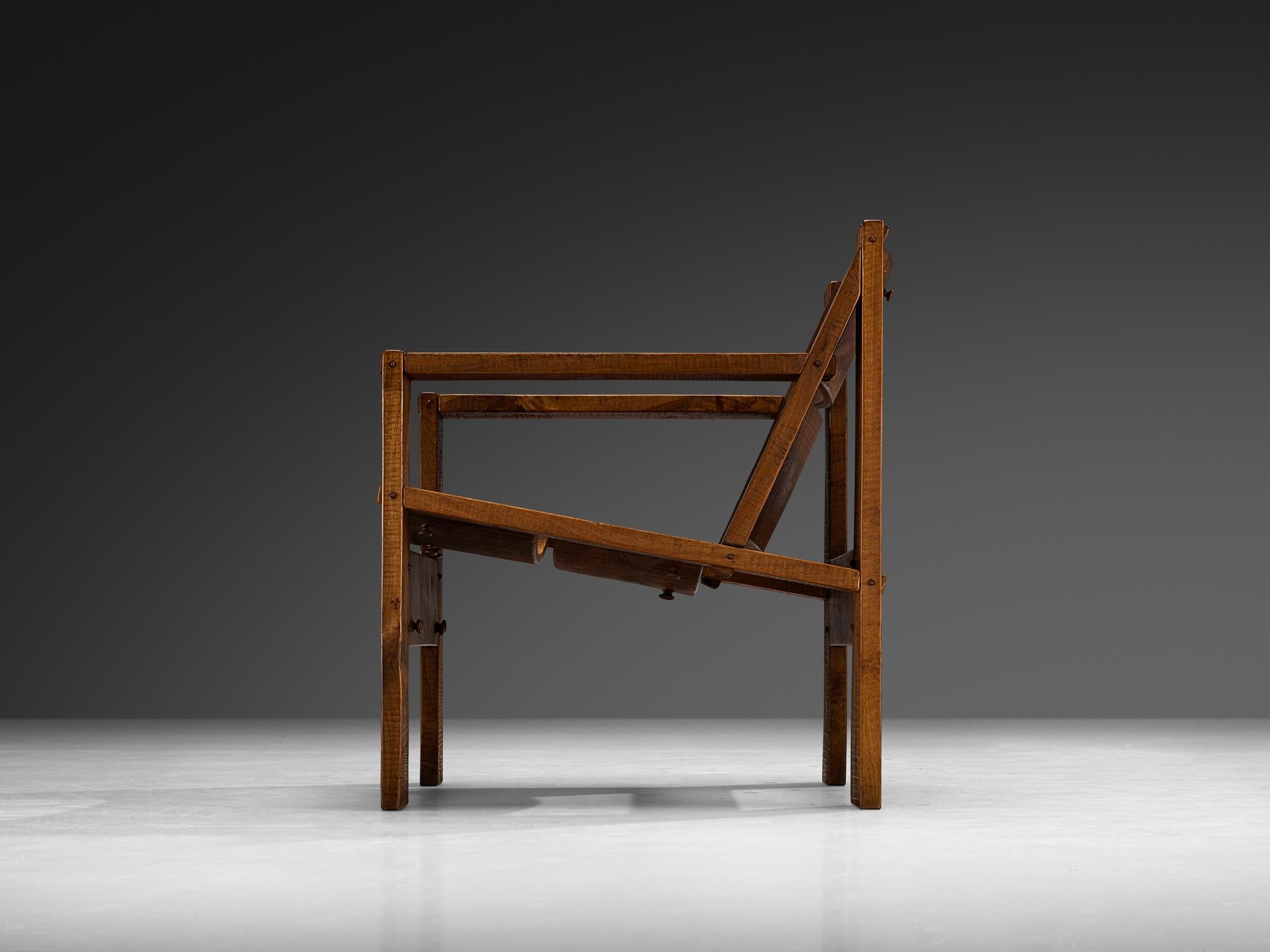Giuseppe Rivadossi for Officina Rivadossi 'Rocca' Lounge Chair in Walnut For Sale 1